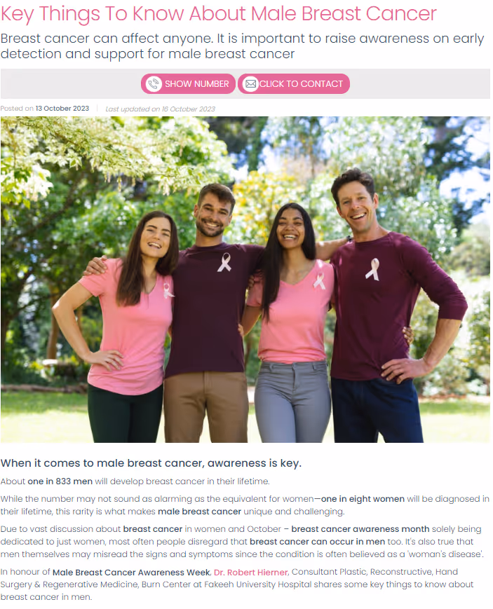 Key things to know about Male Breast Cancer