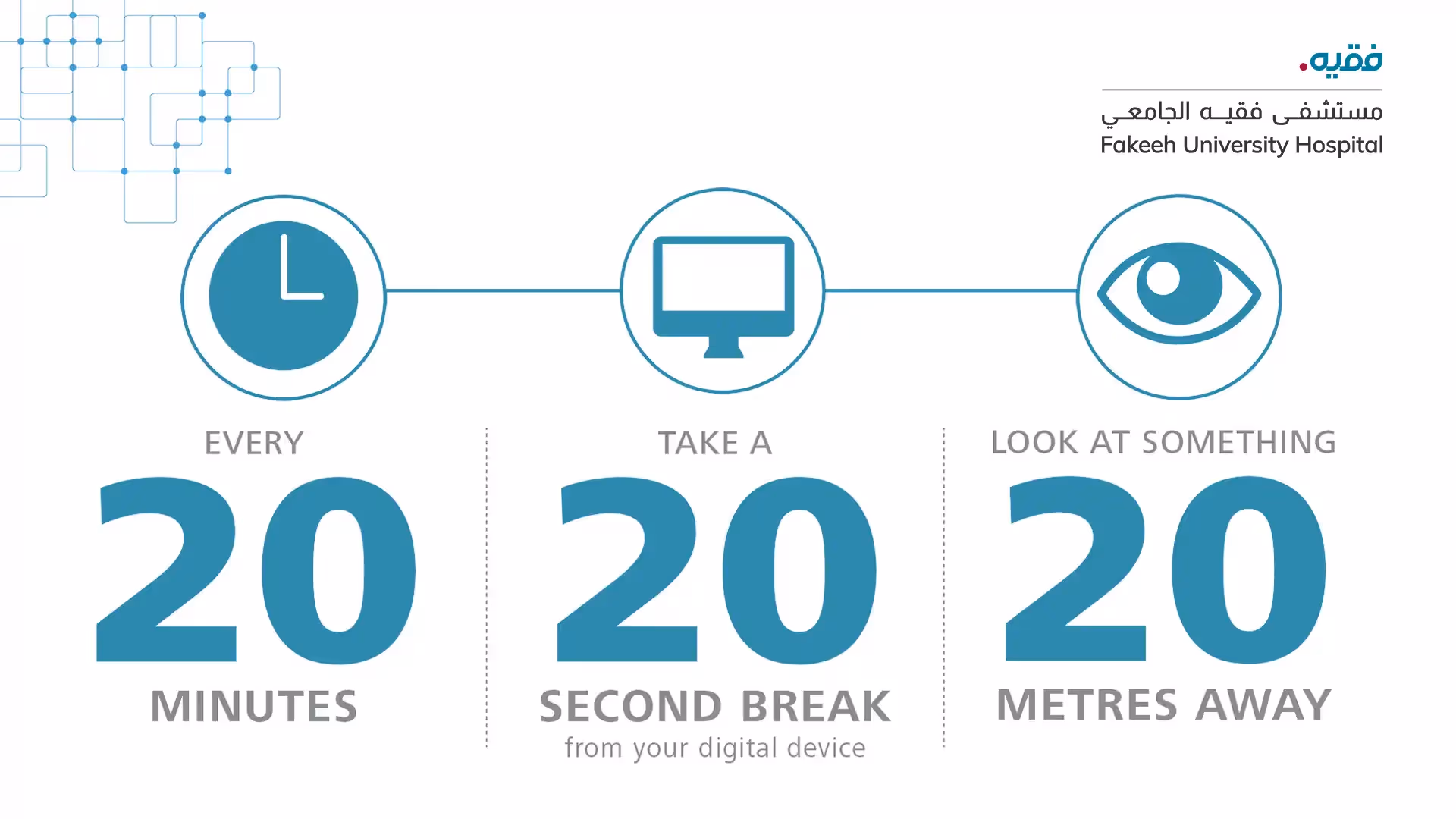 every 20 minutes, look at something 20 feet away for at least 20 seconds