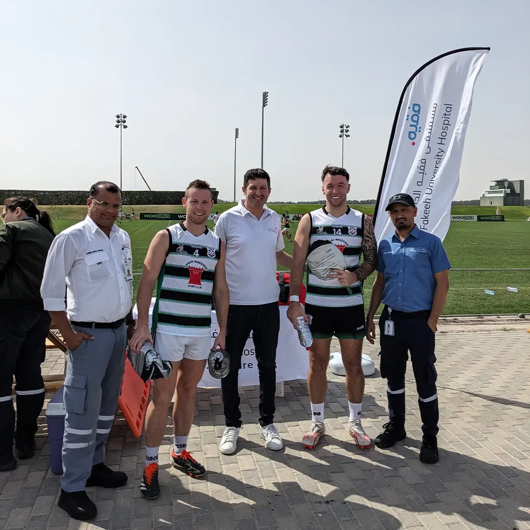 يفخر مستشفى فقيه الجامعي بالمشاركة في تقديم الدعم الطبي خلال دوري الشرق الأوسط للـ GAA، الذي أقيم في استاد ذا سيفينز، دبي