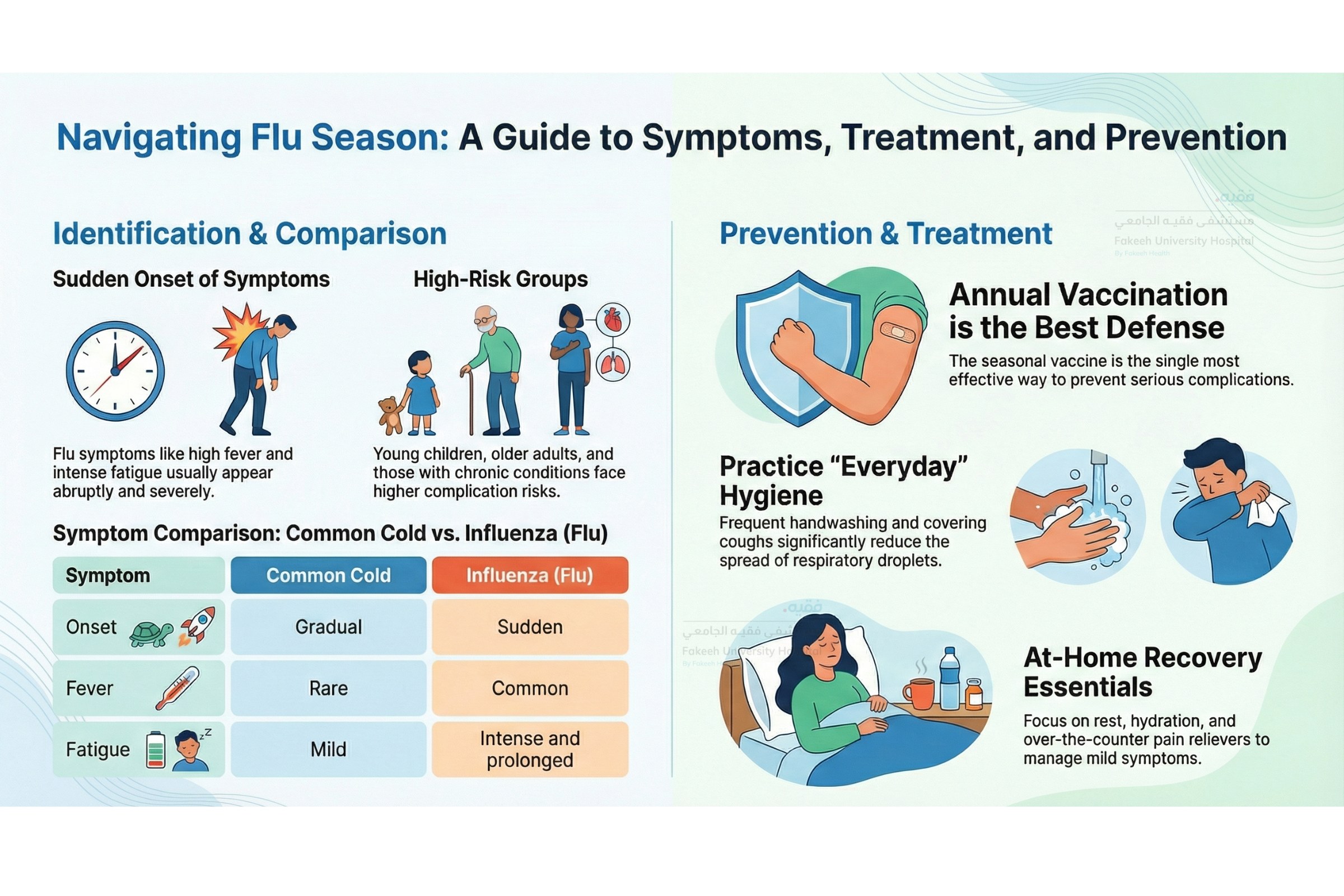 info graph FLU Symptoms, Causes, Treatment