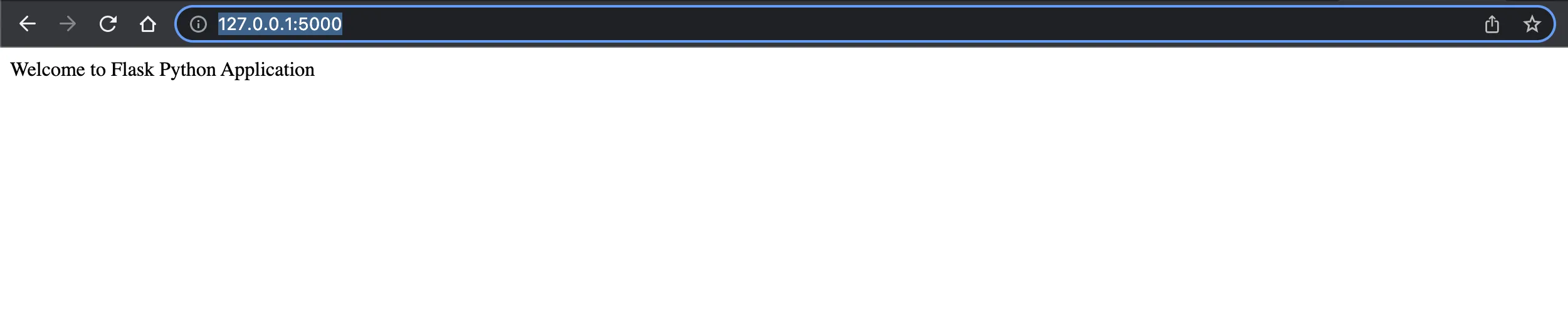 Flask application home page