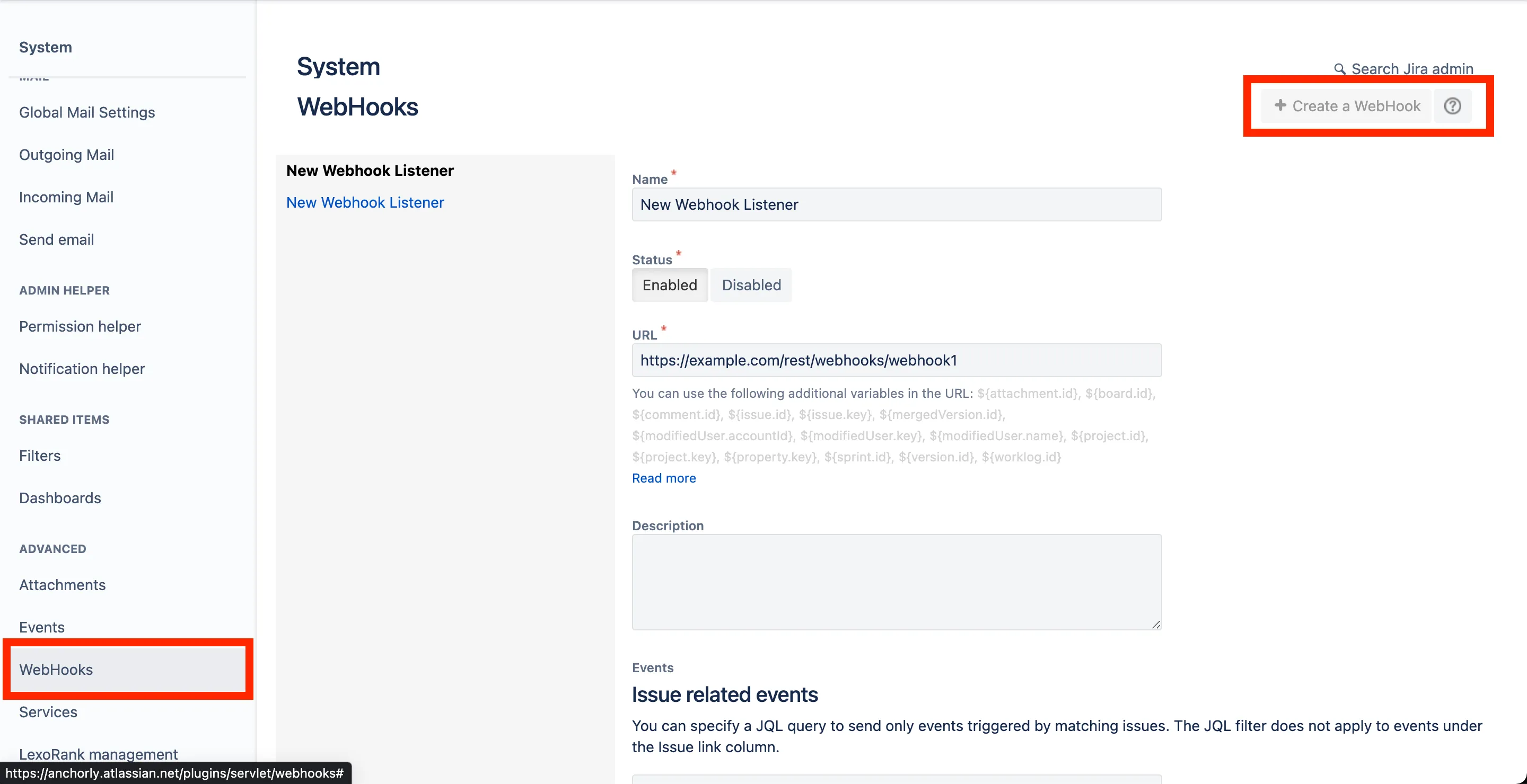 Jira webhook