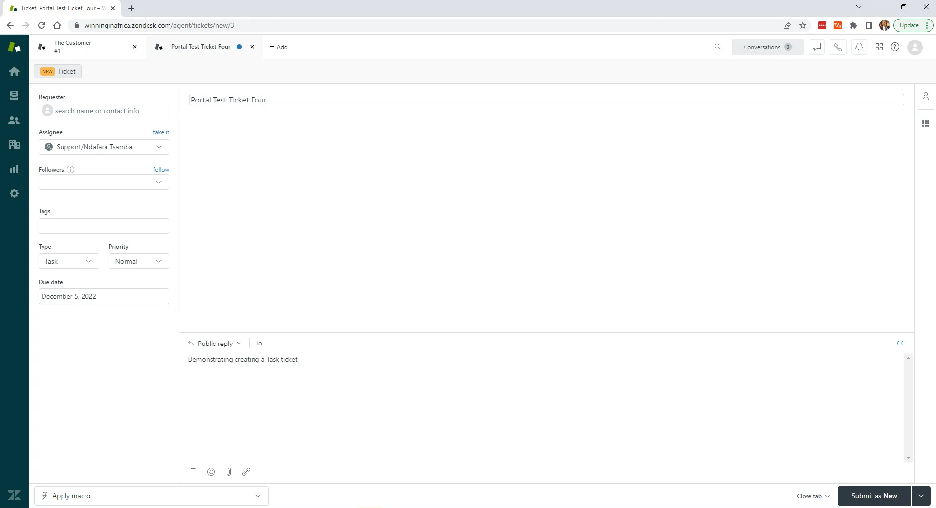 Task ticket
