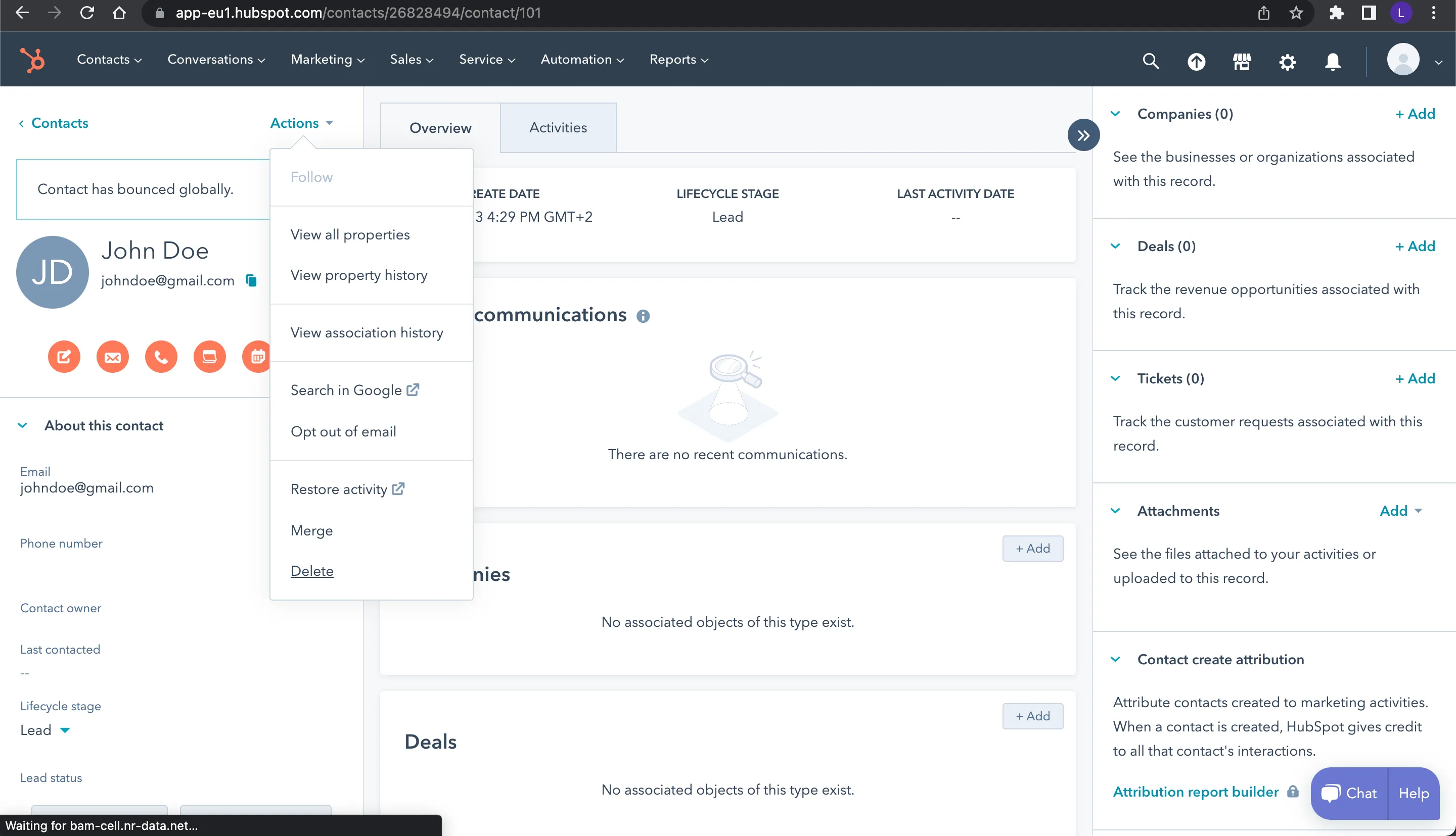HubSpot deleting a contact