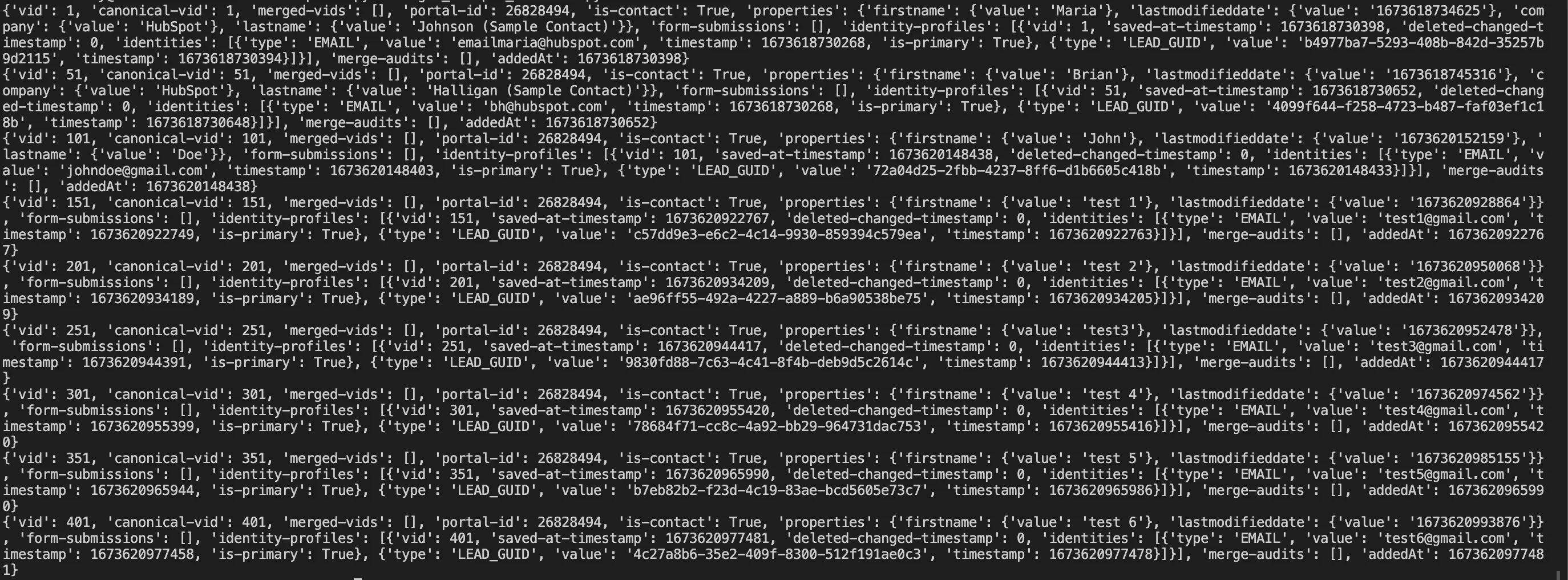 Fetching HubSpot contacts