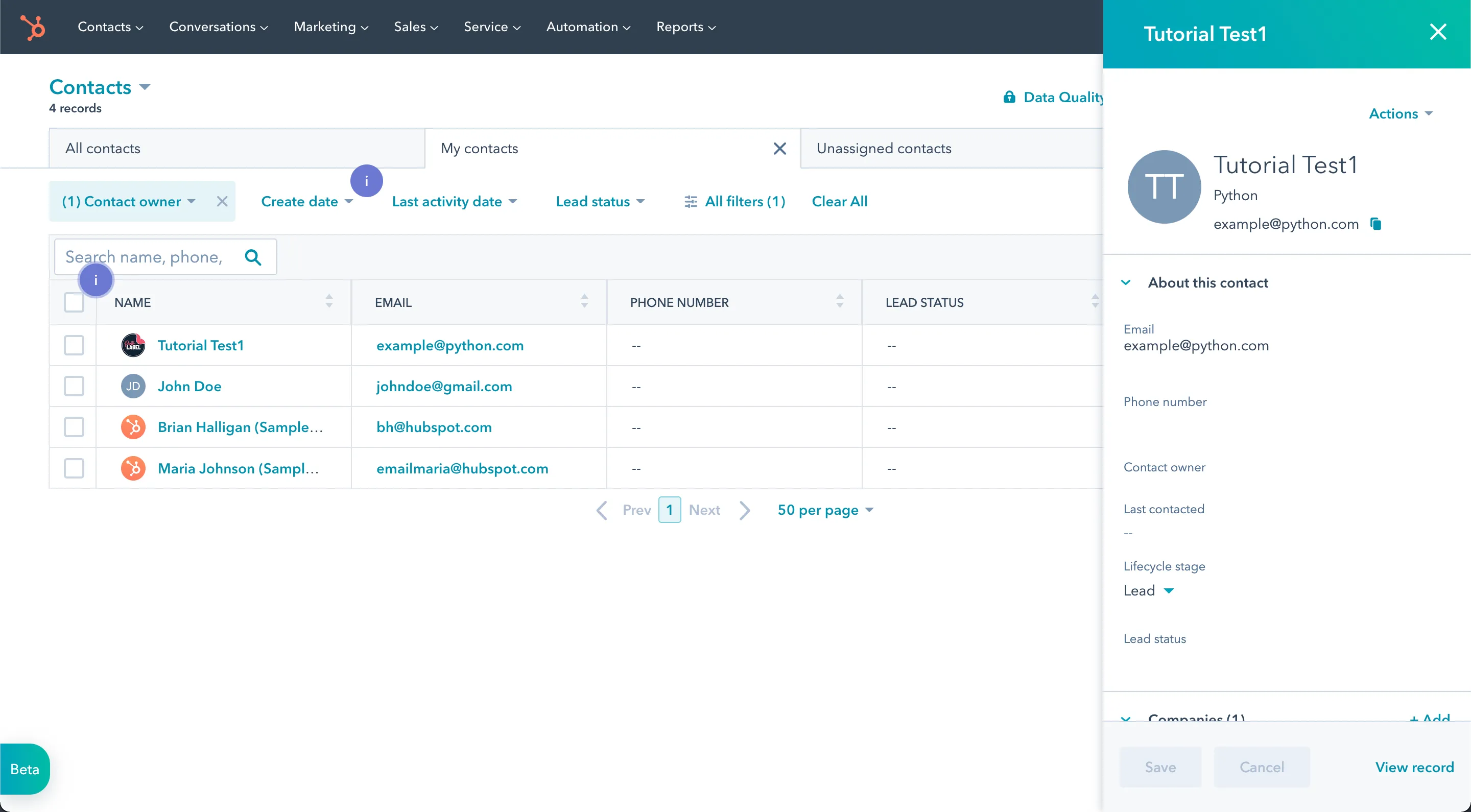 HubSpot contact created