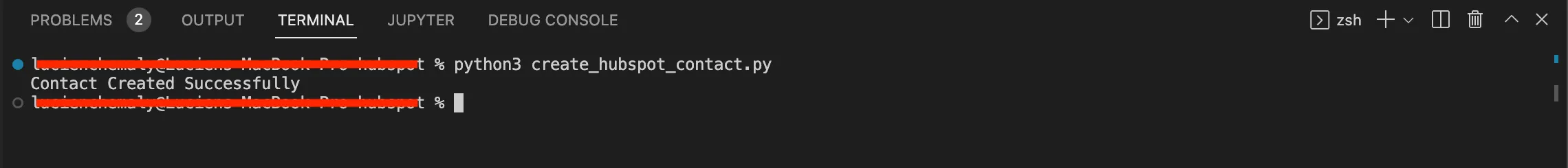 Creating HubSpot contact