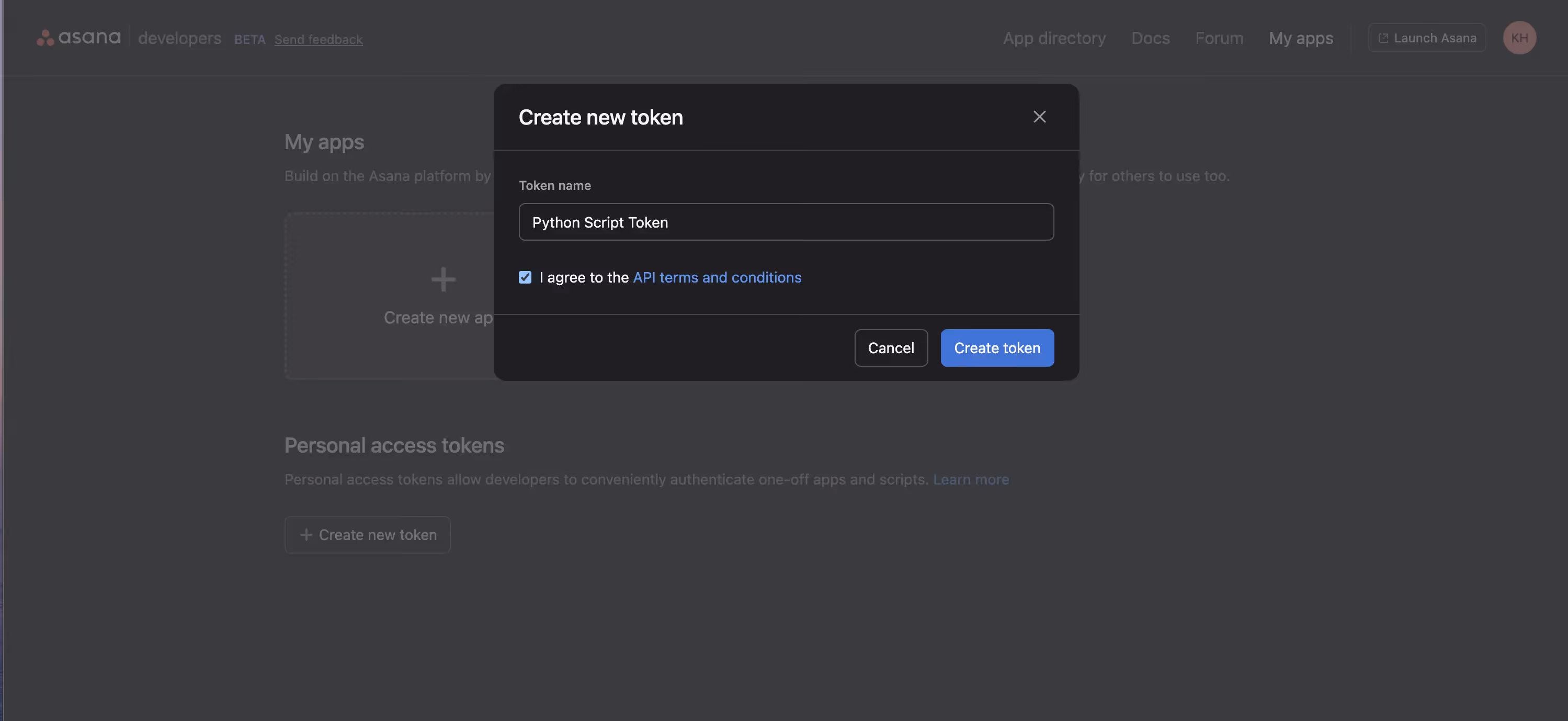 Creating a new token