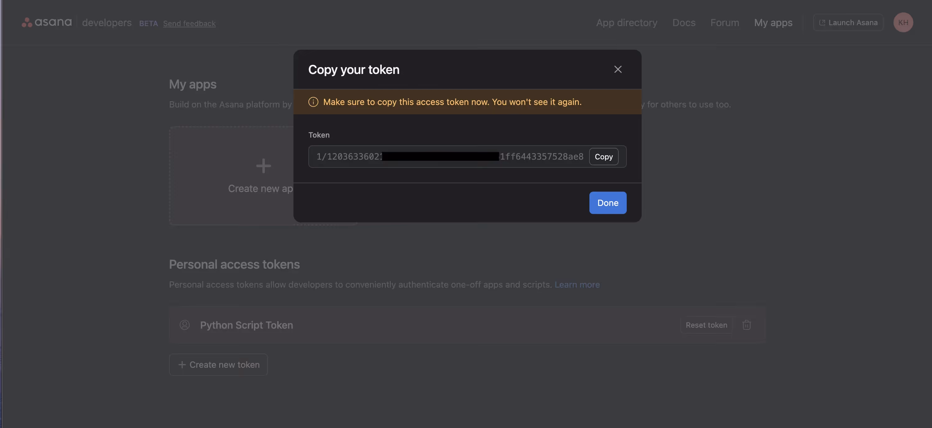 Token created