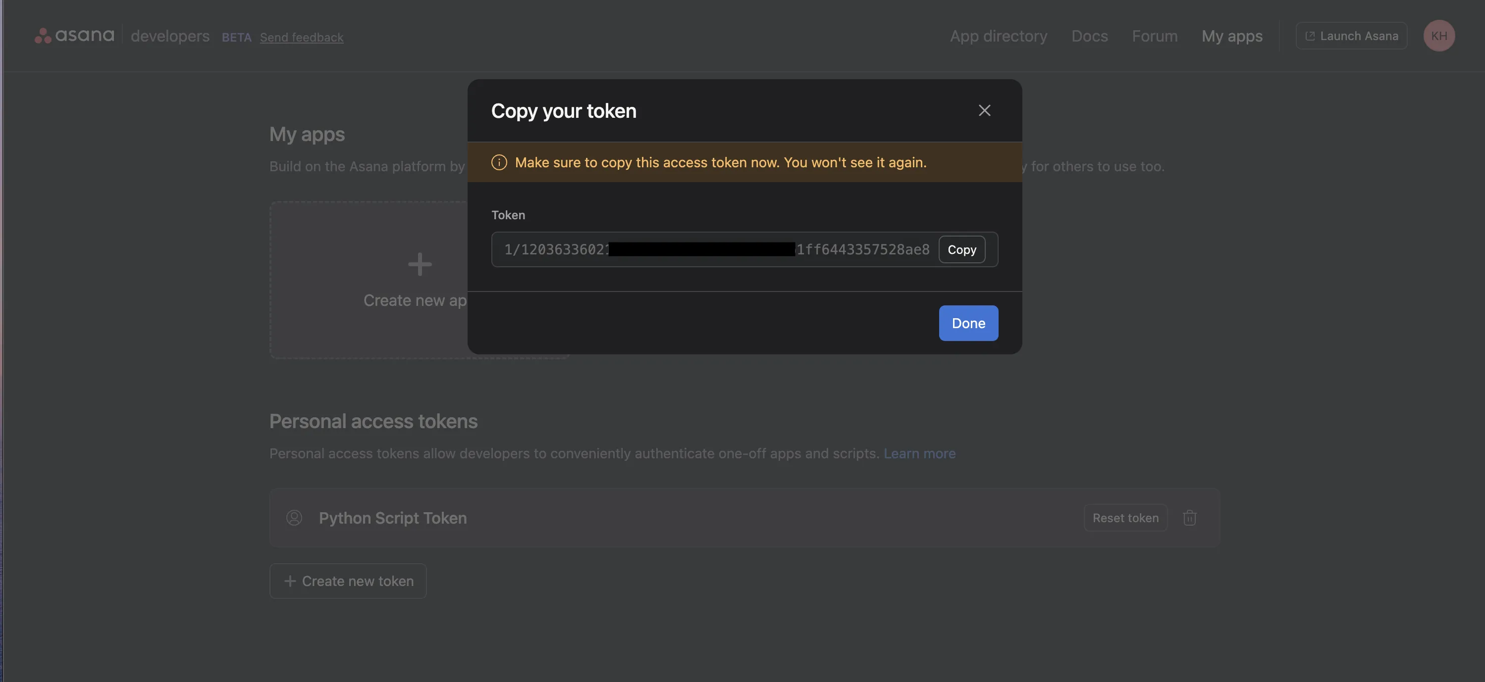Token created