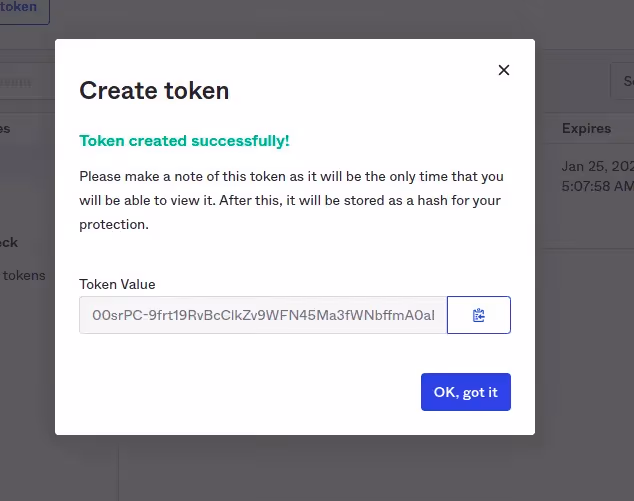 3. Creating API token