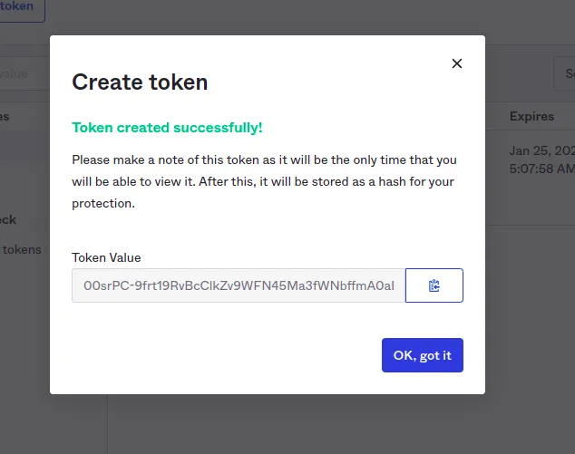 3. Creating API token