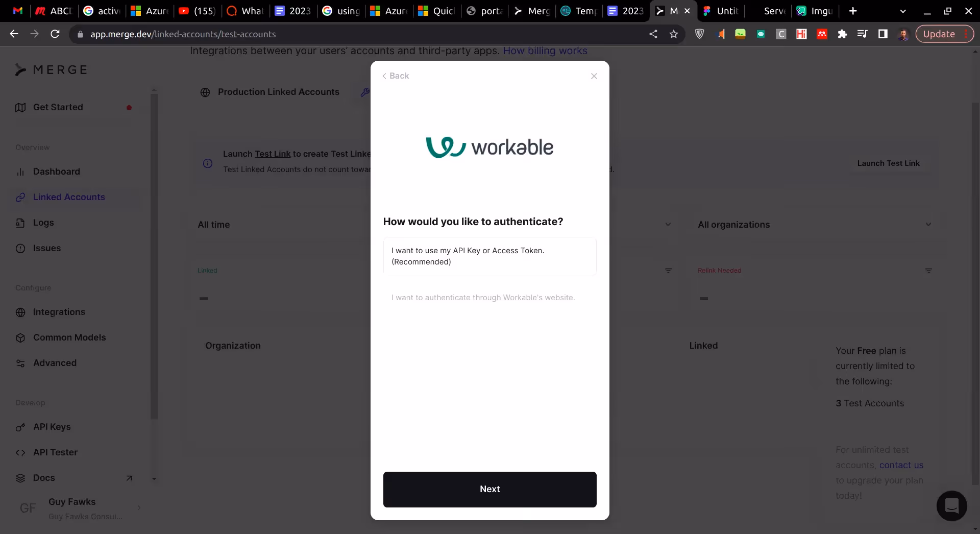 API token authentication option