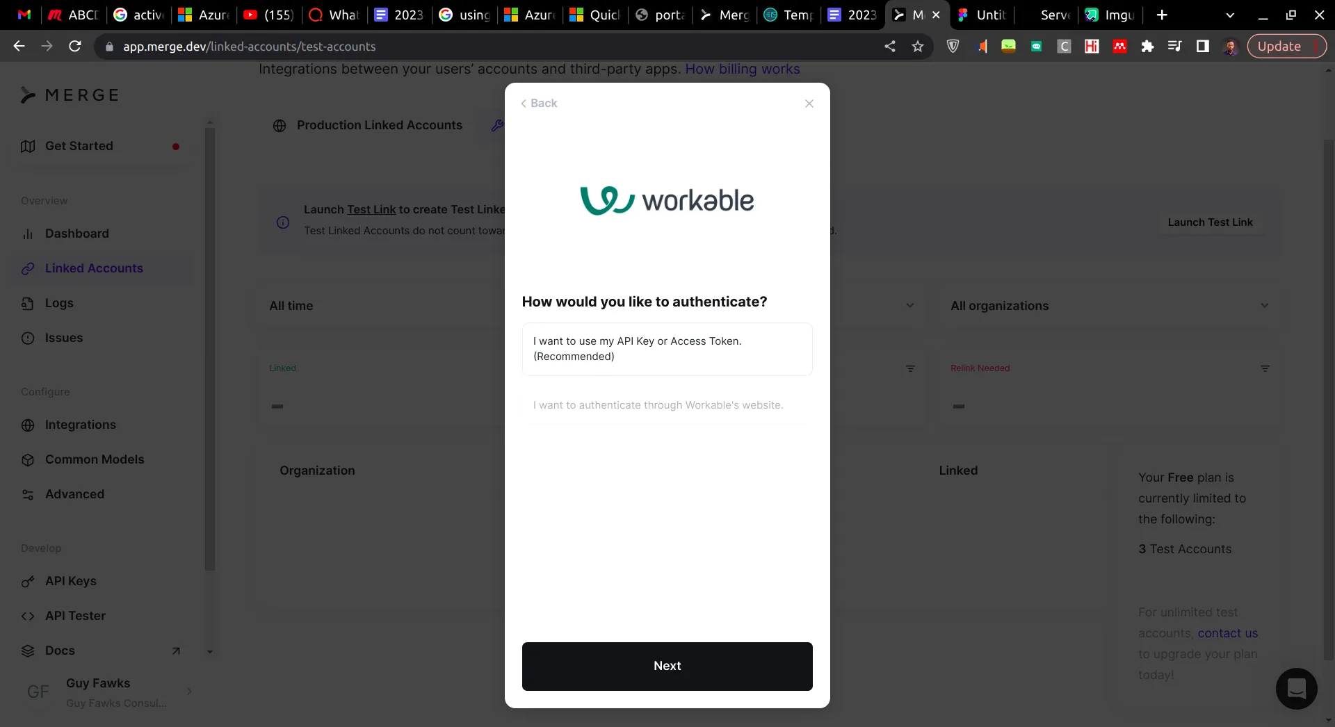 API token authentication option