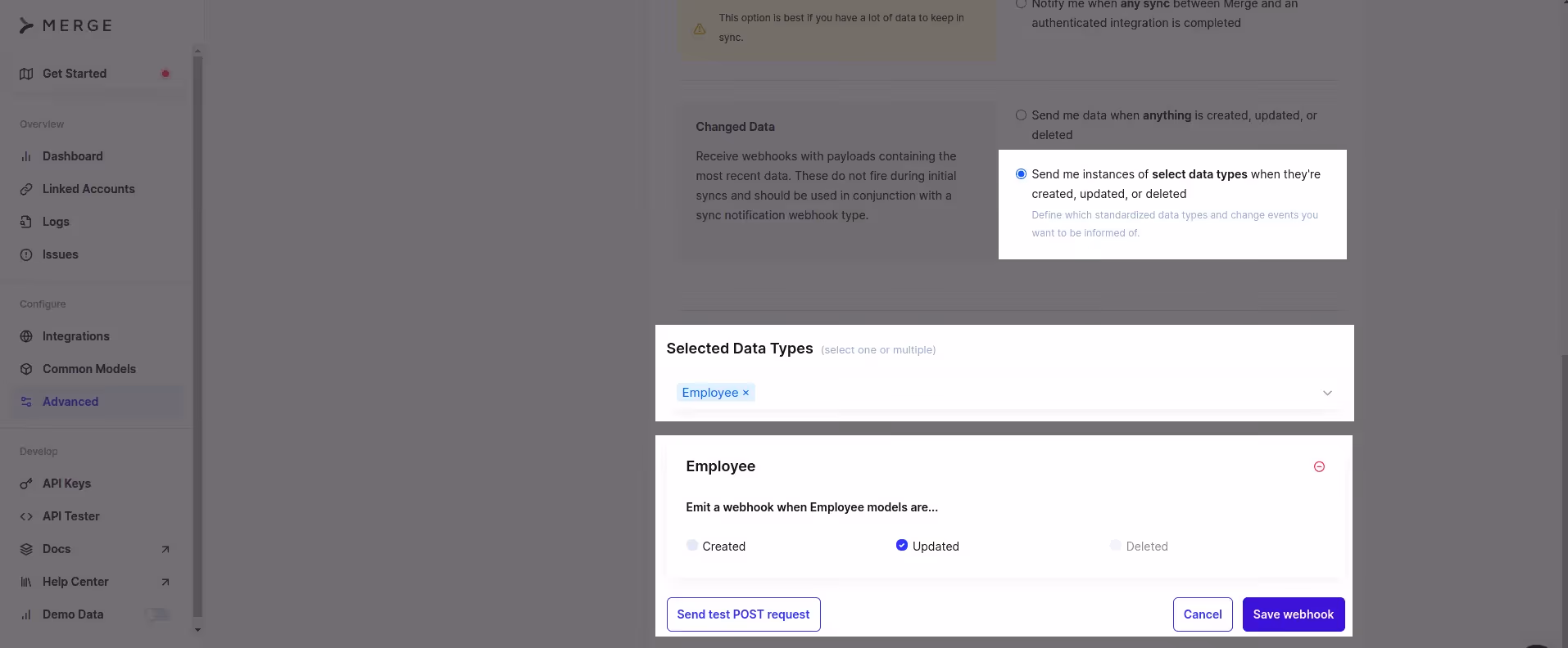 Add a webhook in Merge