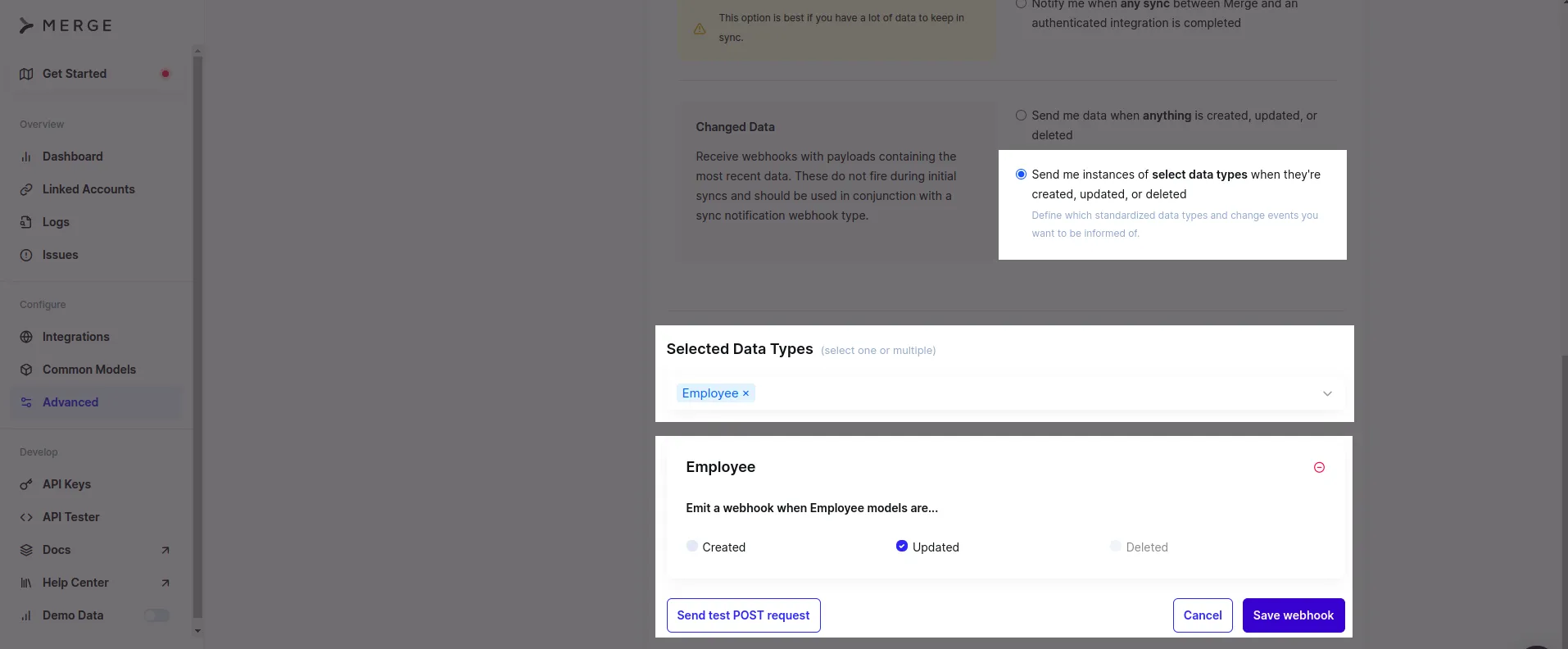 Add a webhook in Merge