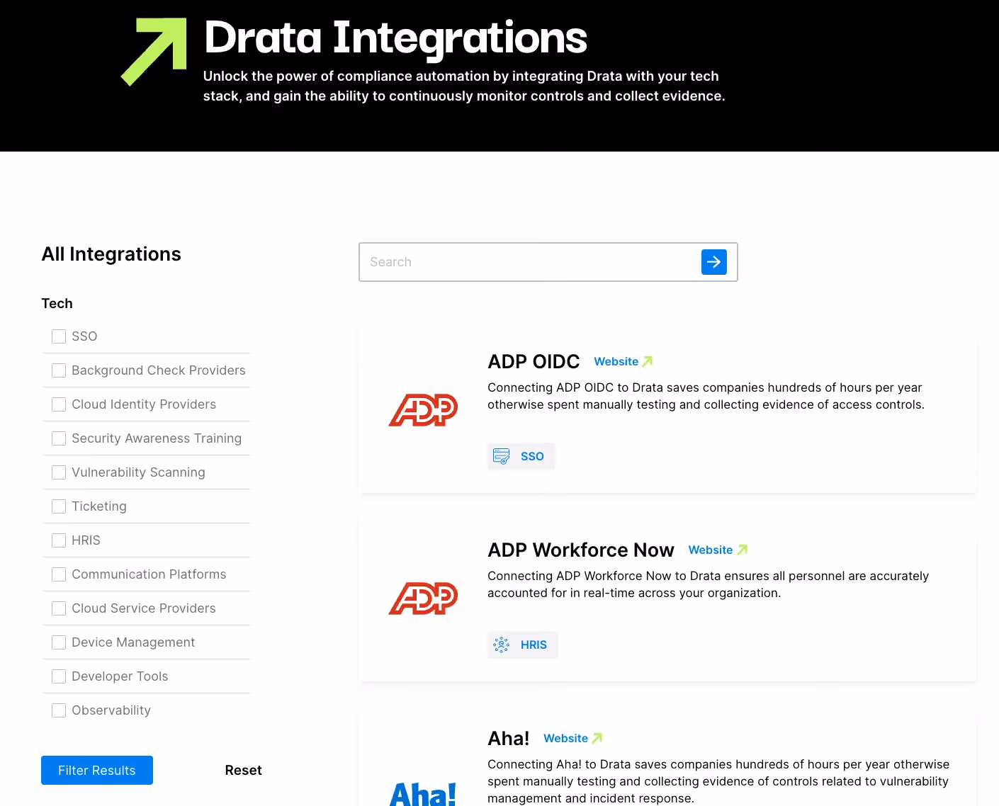 Drata's integration marketplace