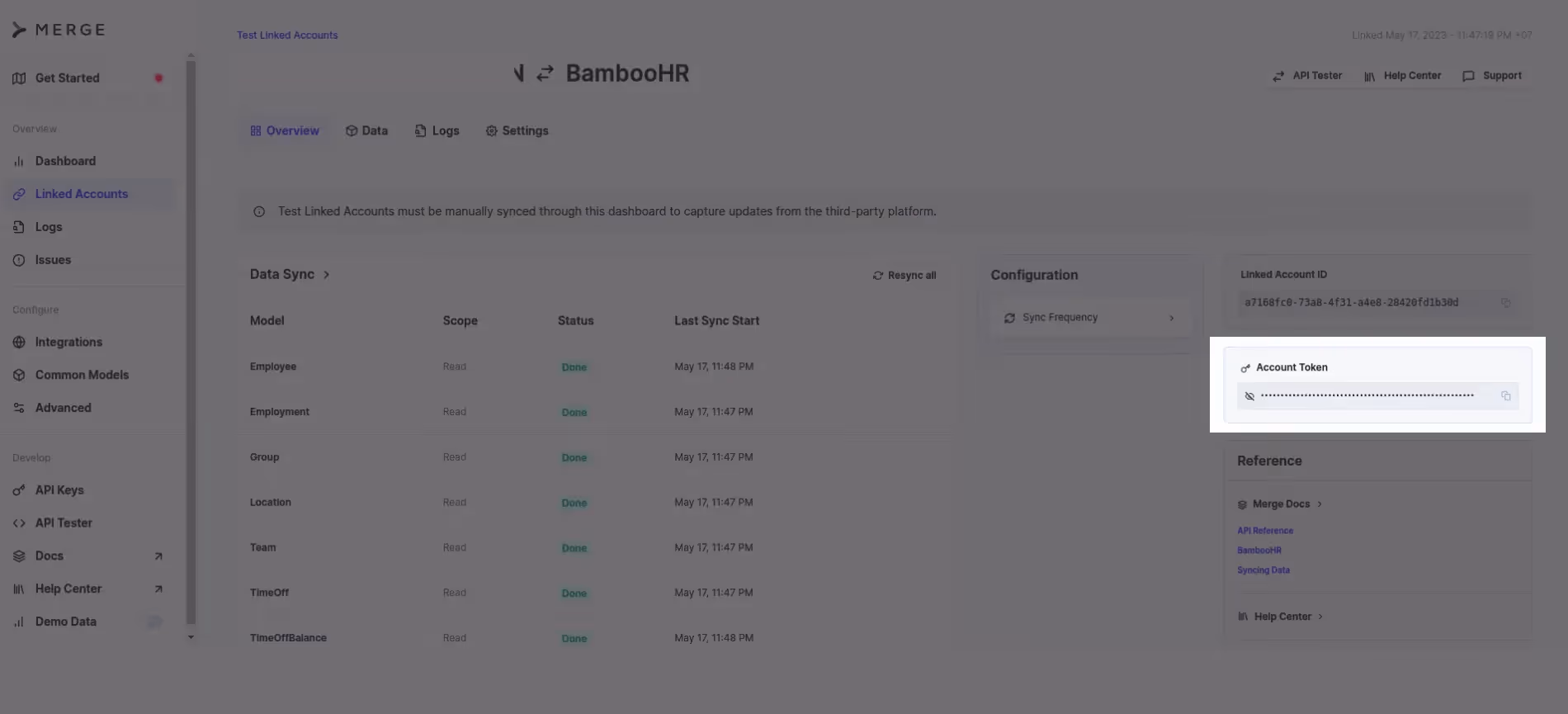 Get Merge link account token
