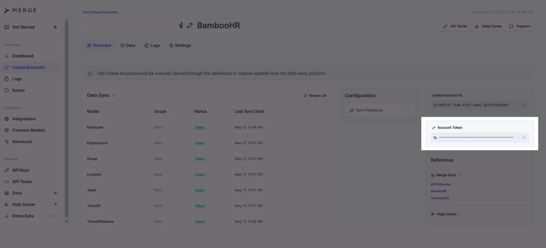 Get Merge link account token