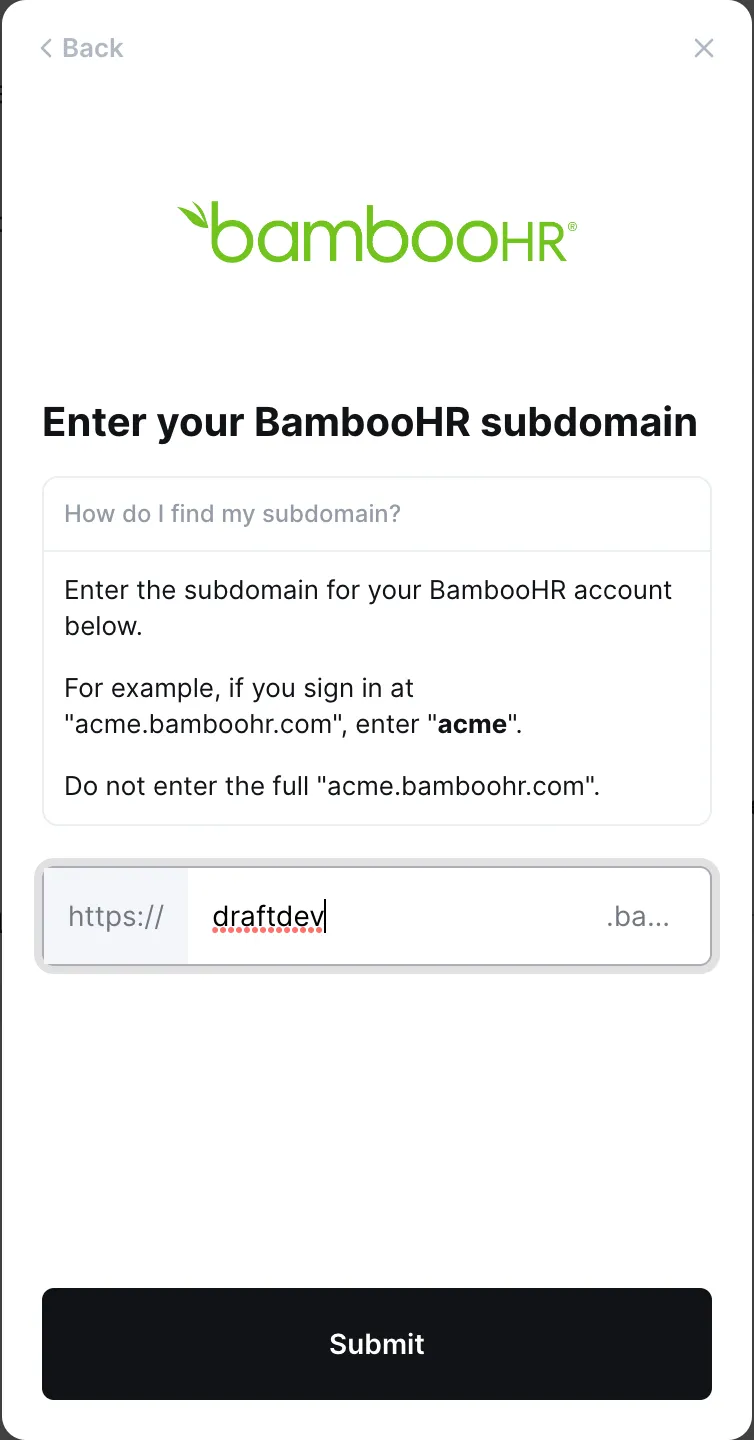 BambooHR subdomain