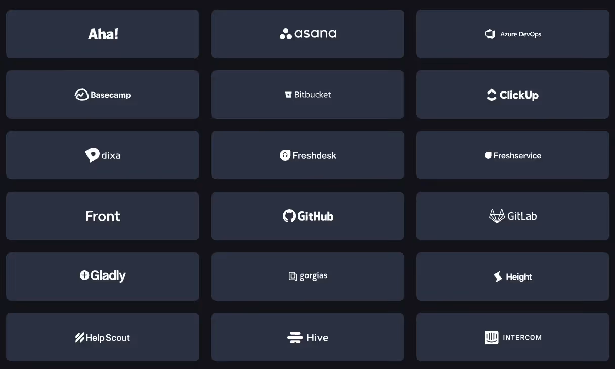 A screenshot of just some of the ticketing applications Merge integrates with