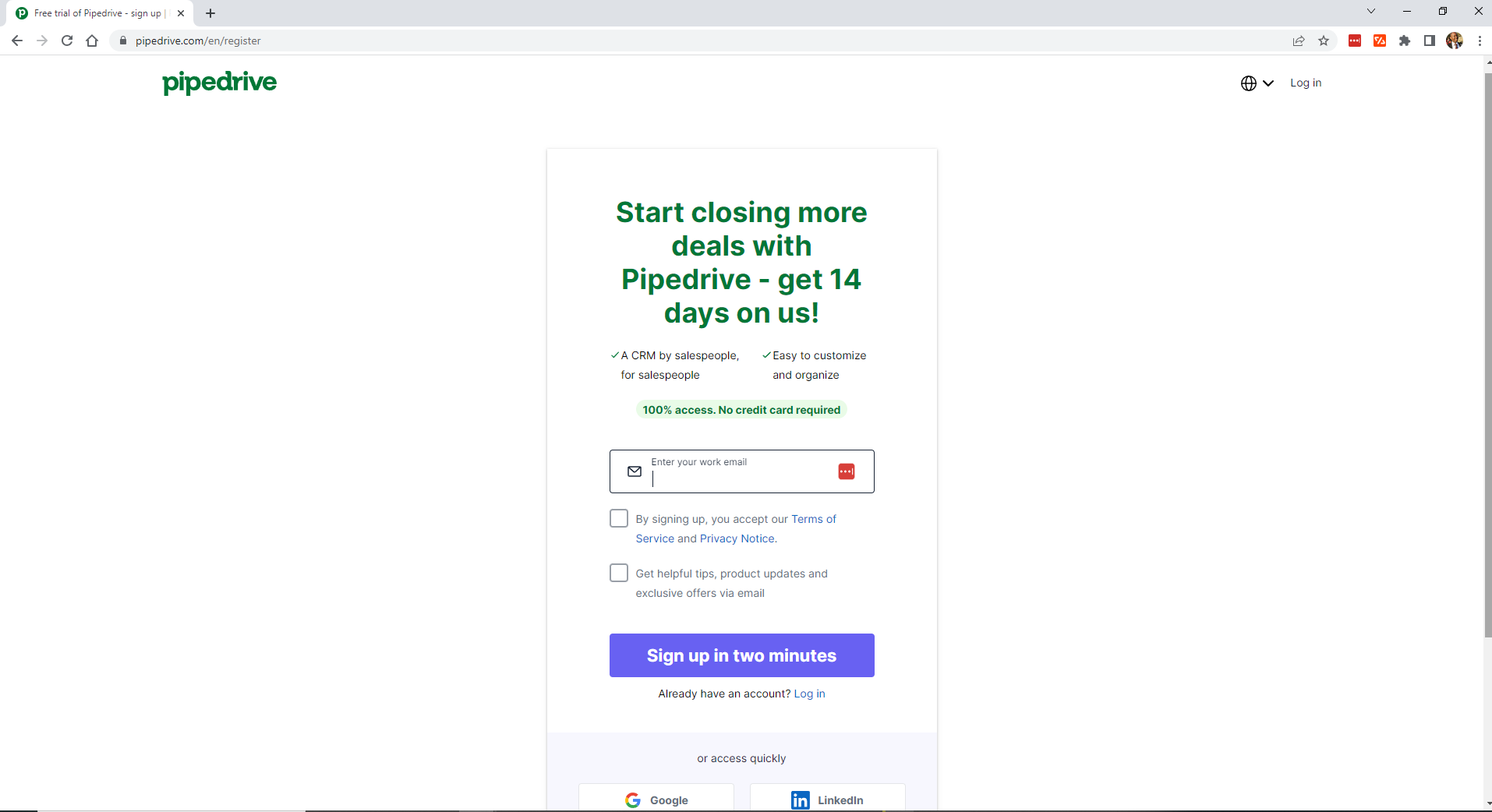 Pipedrive sign-in