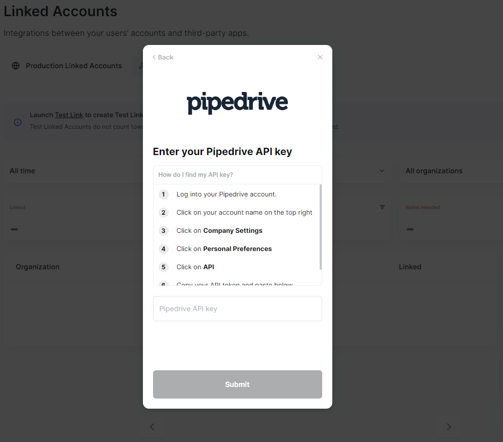 Get API key from Pipedrive