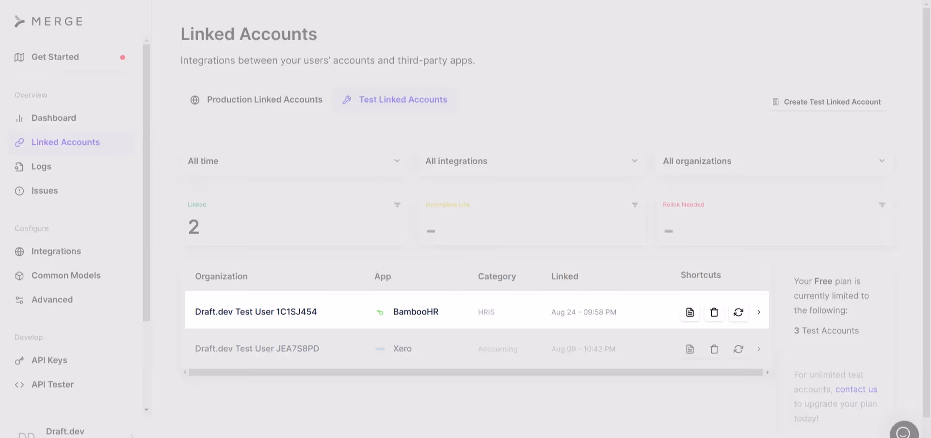 BambooHR test linked account