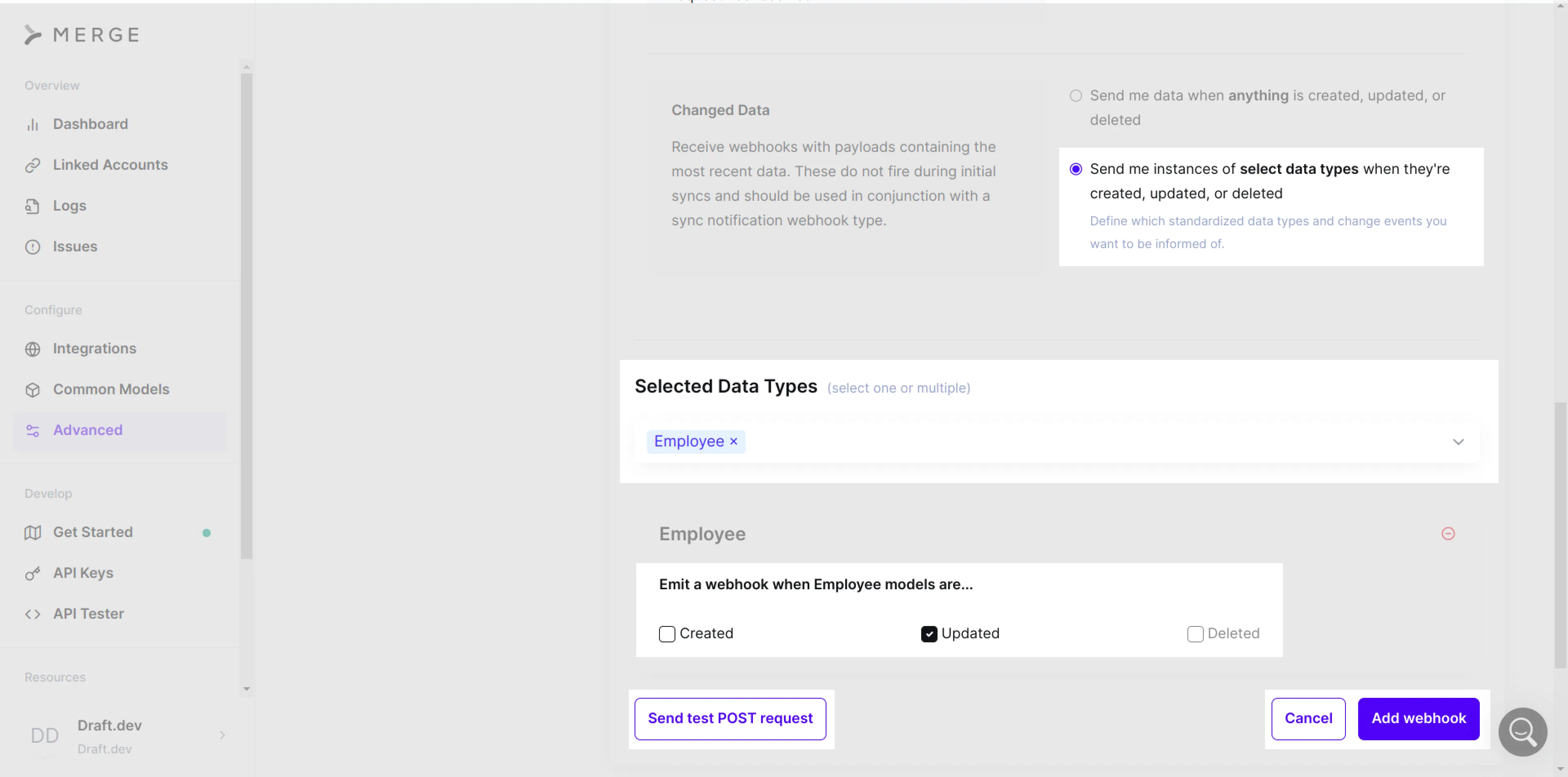 Webhook details
