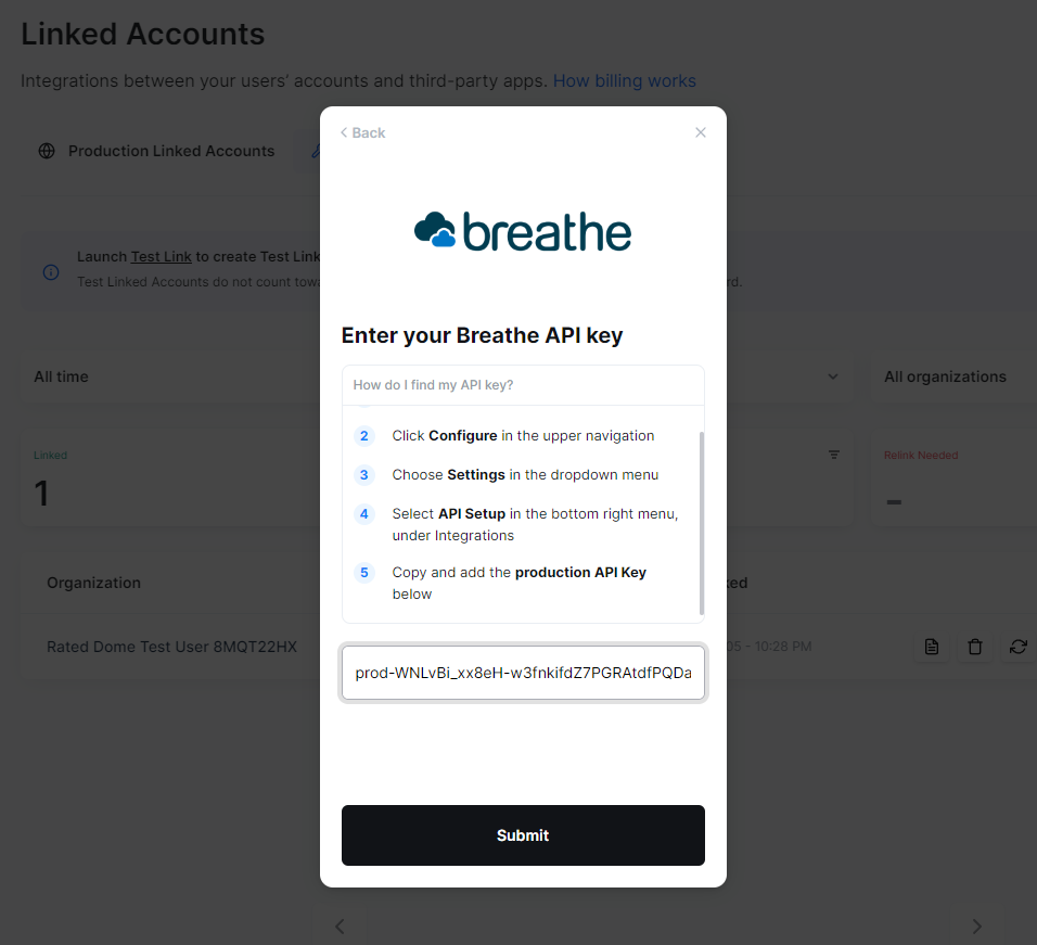 Input BreatheHR API key