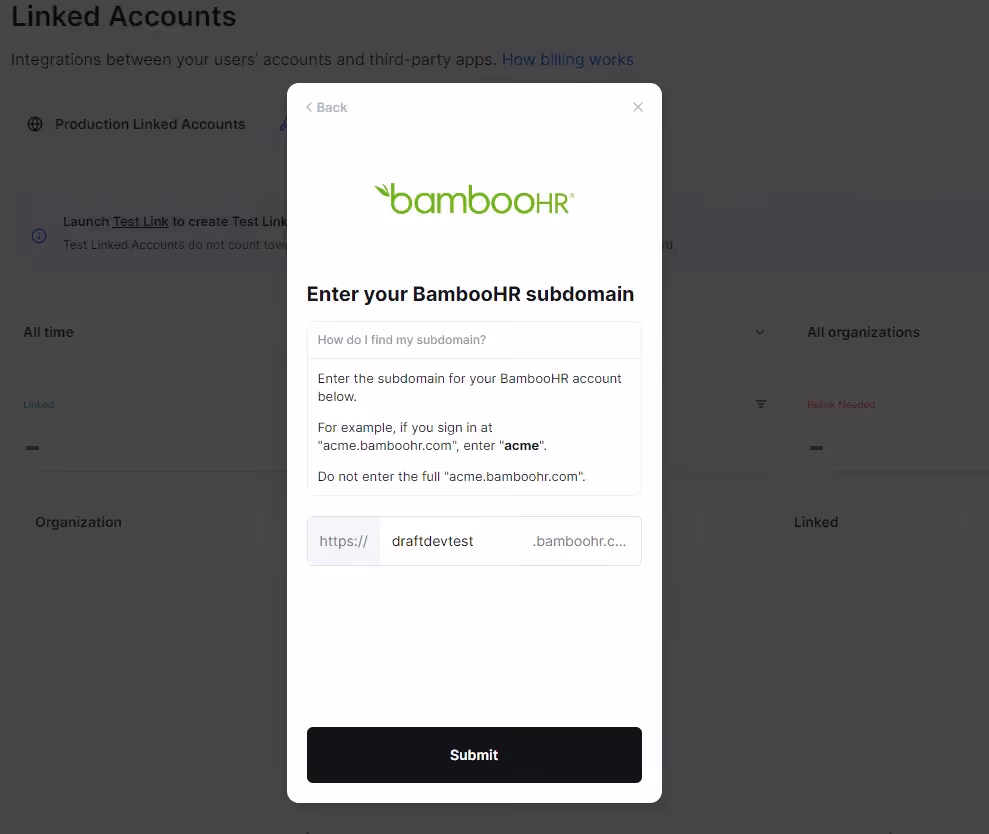 BambooHR sign in with subdomain