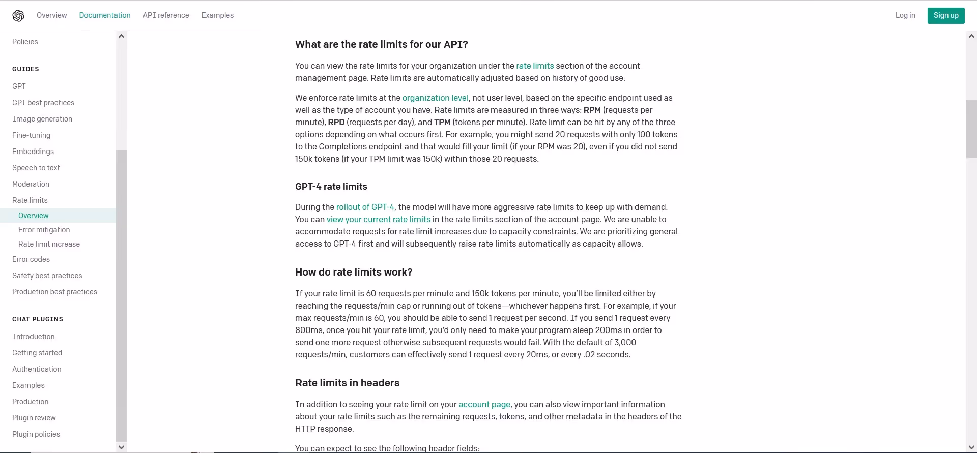 OpenAI API rate limits