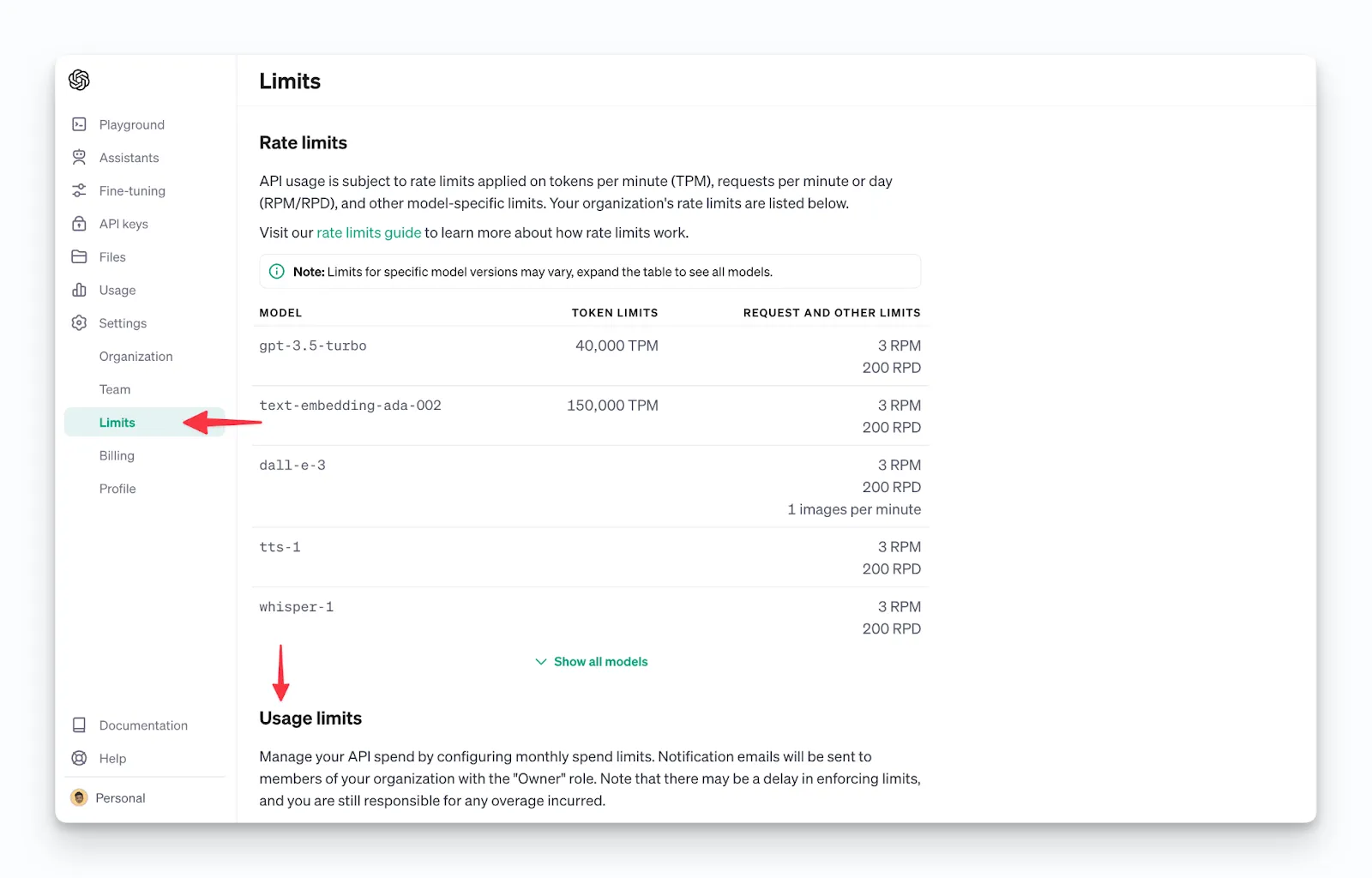 Setting rate limits