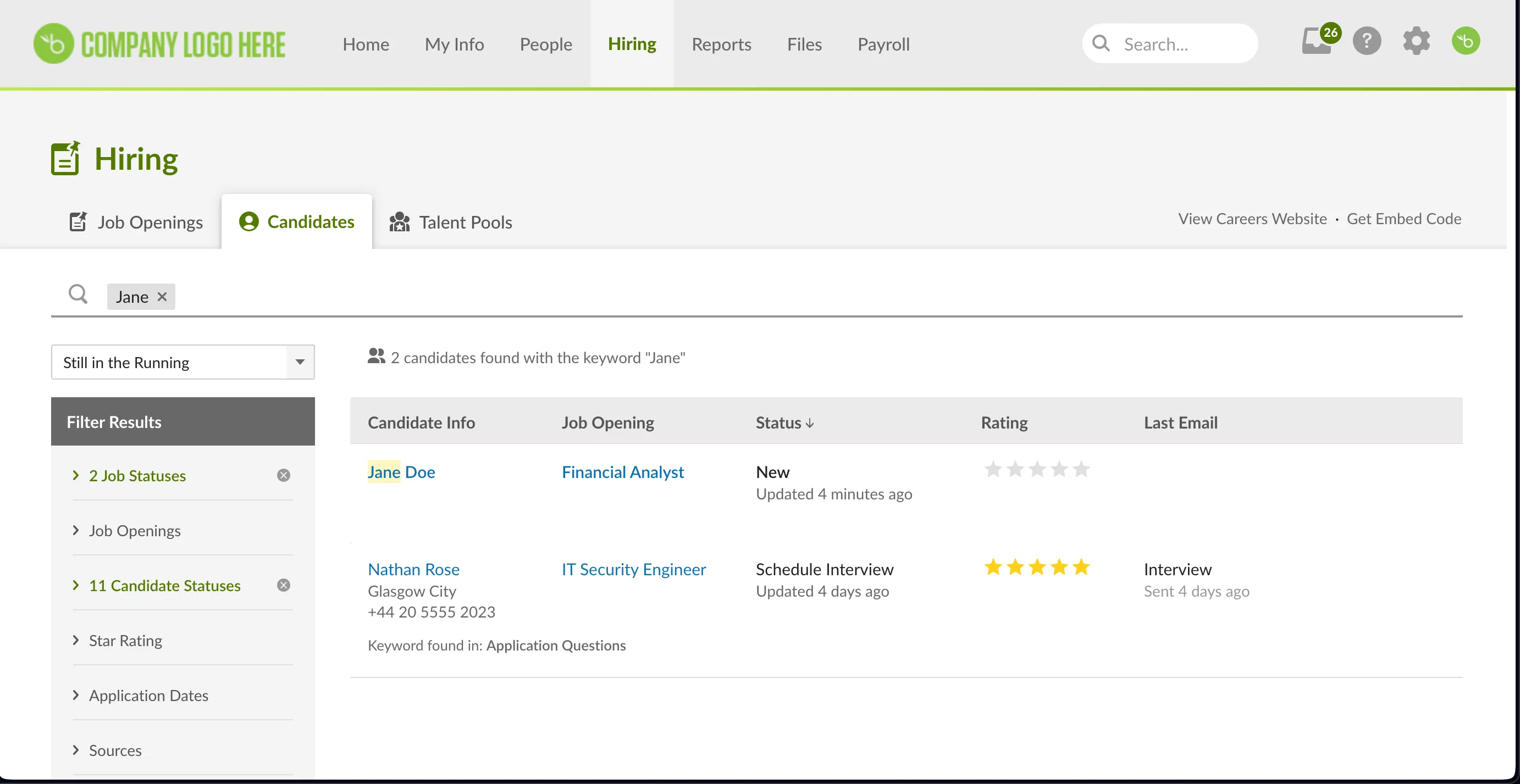 BambooHR candidate