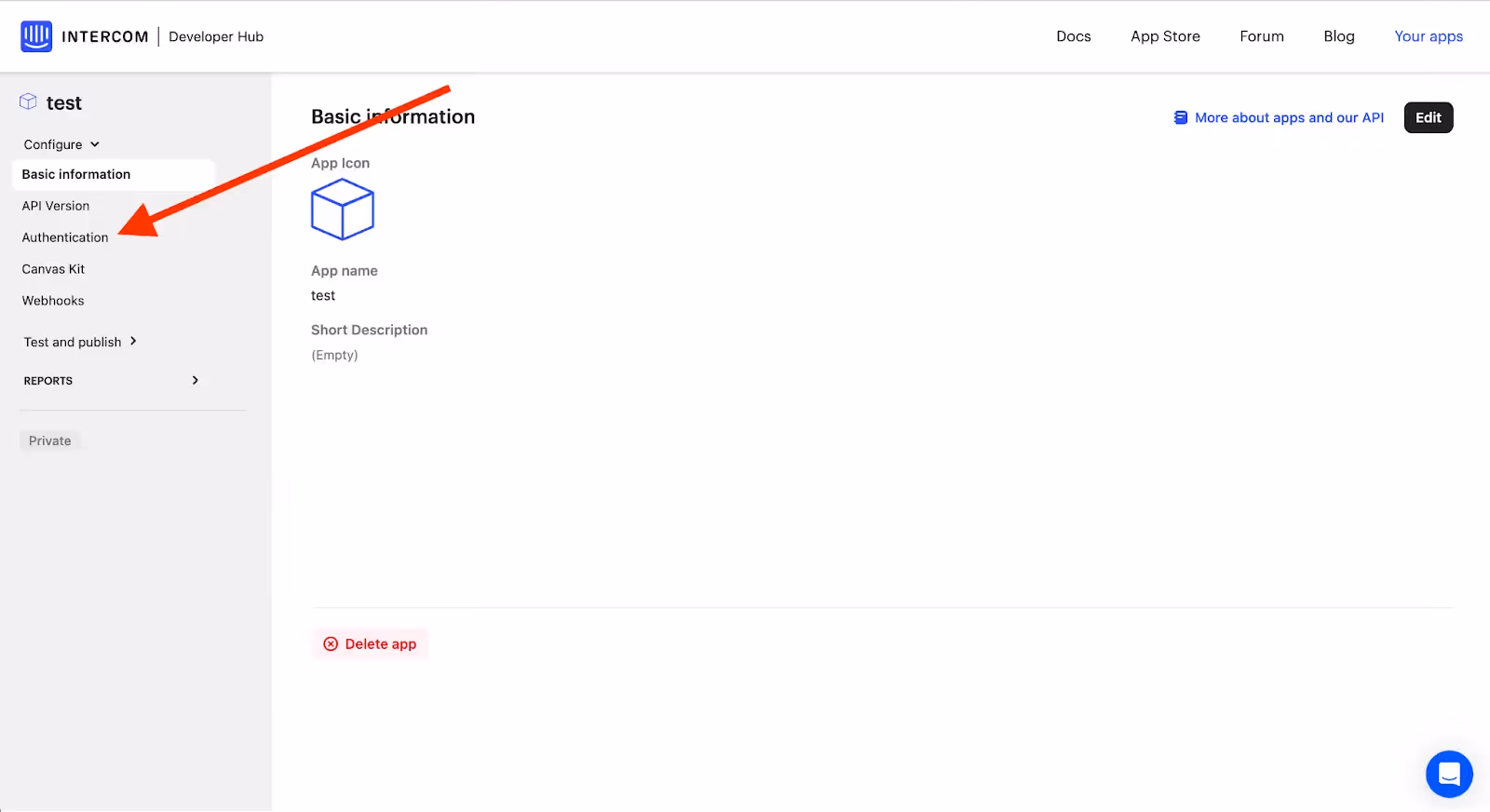 Where to find authentication in Intercom