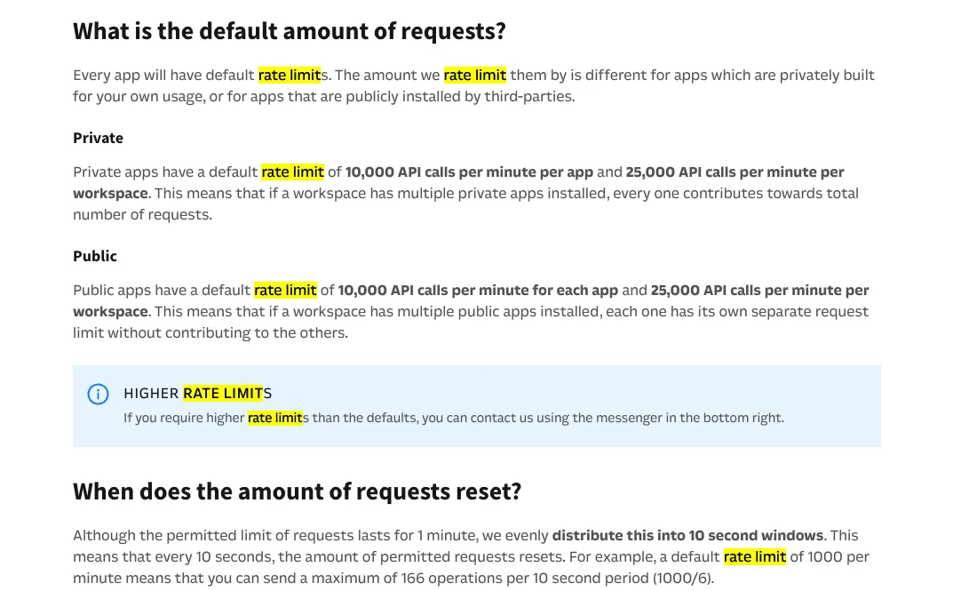 Intercom's rate limits