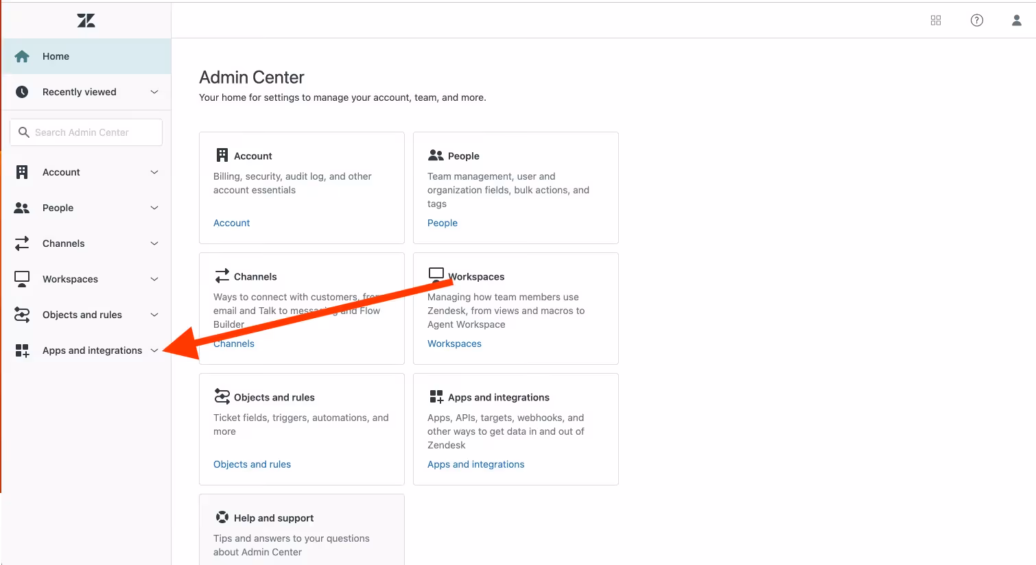 Accessing API settings in Zendesk
