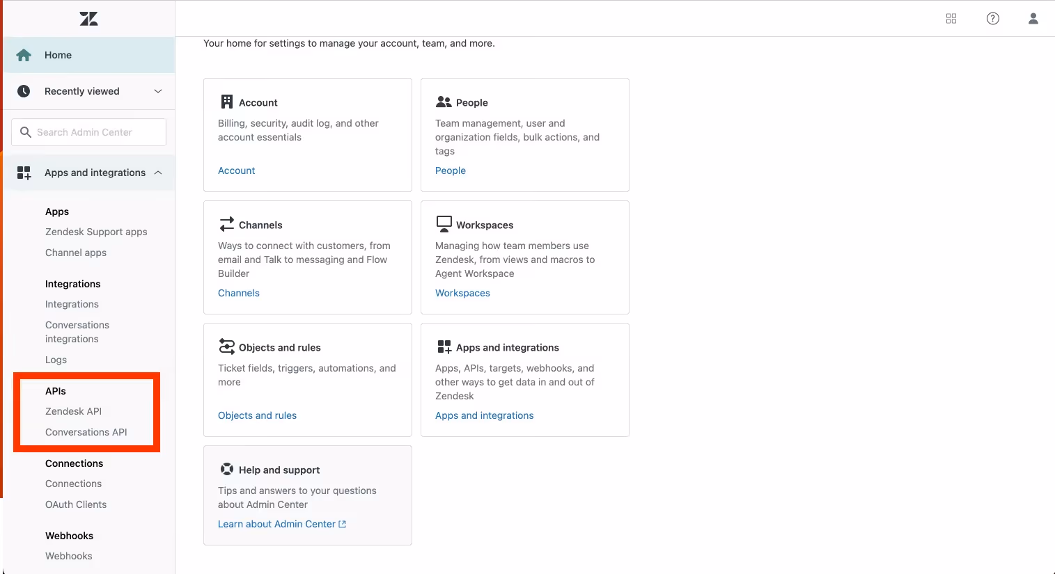 Finding Zendesk API and Conversations API