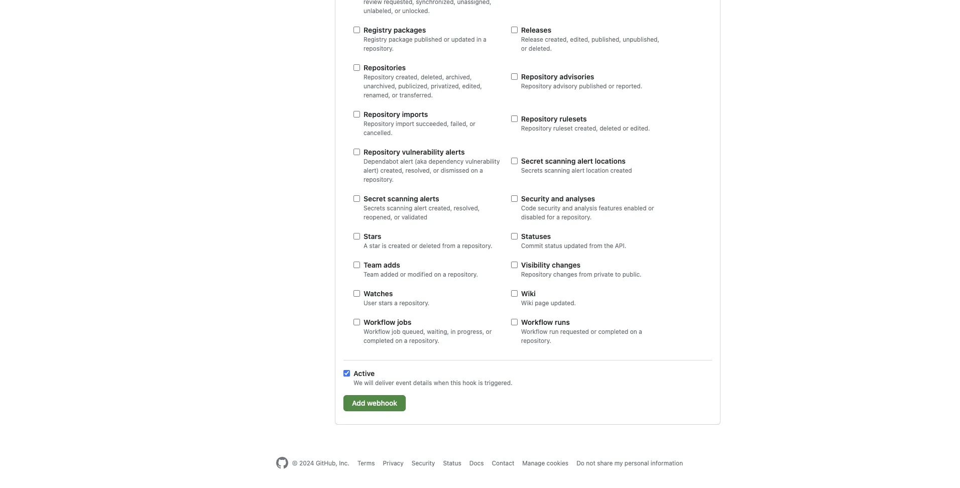 Create the webhook