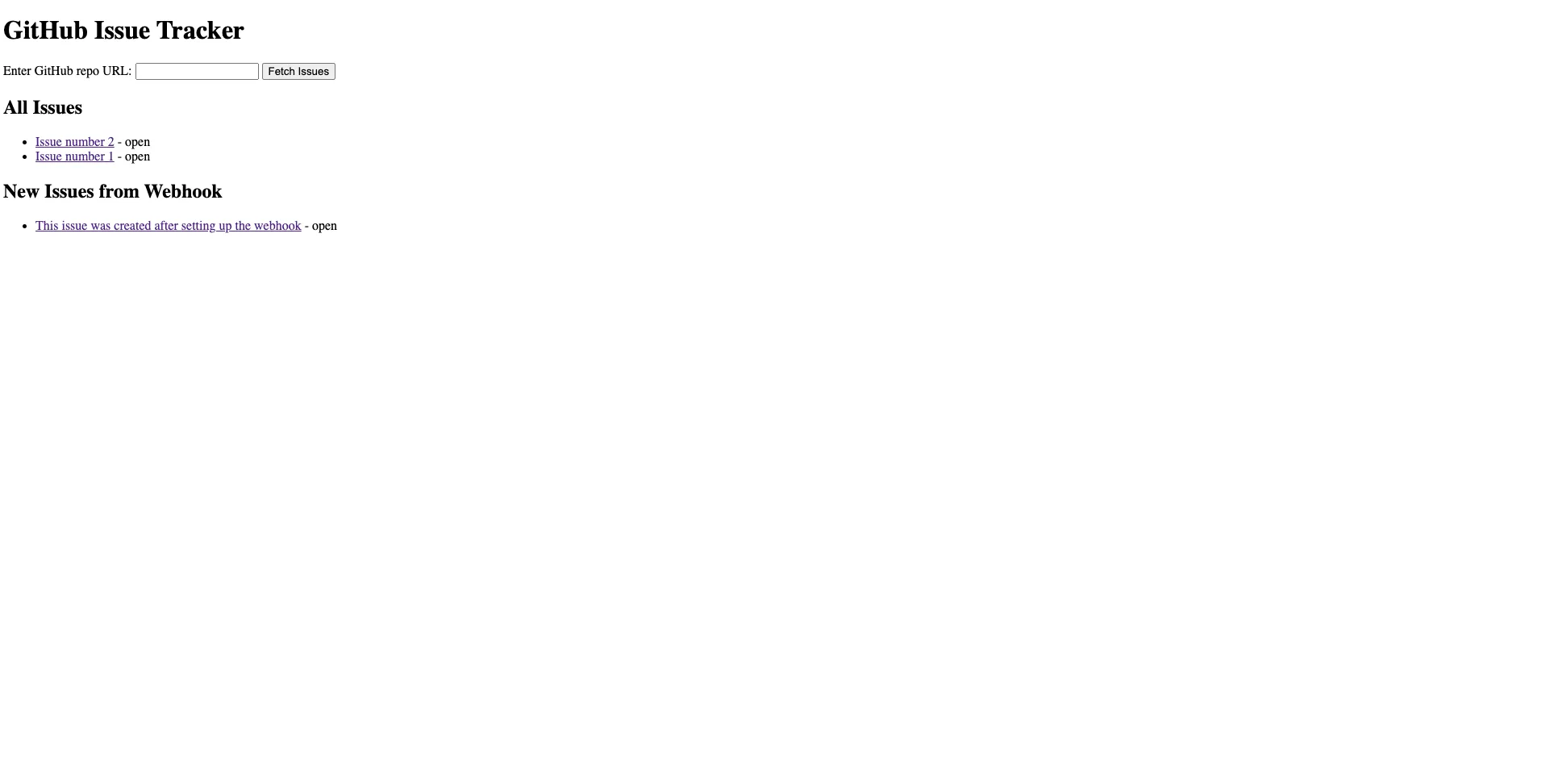 Issue received through webhook