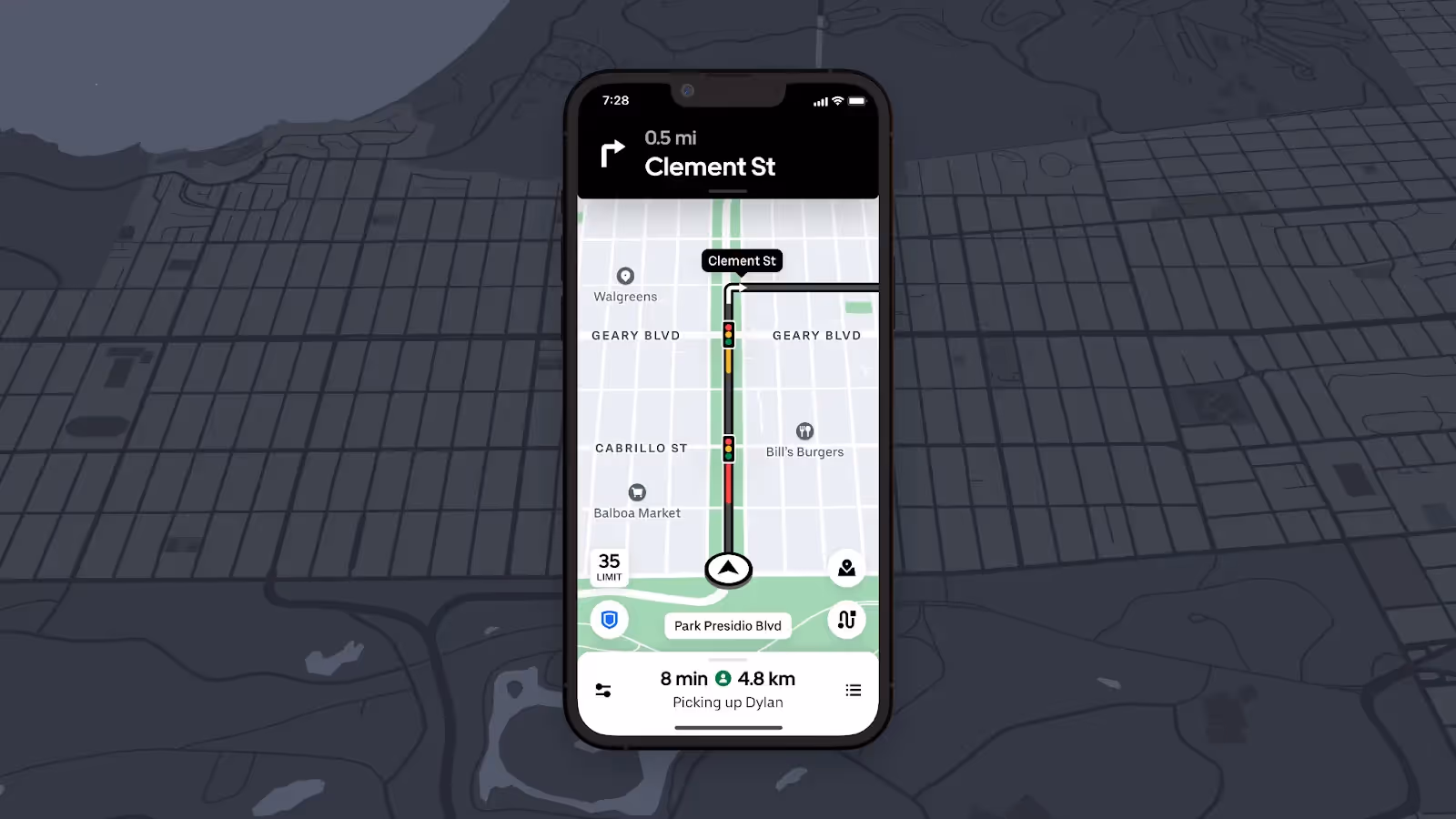 A screenshot of Google Map's UI