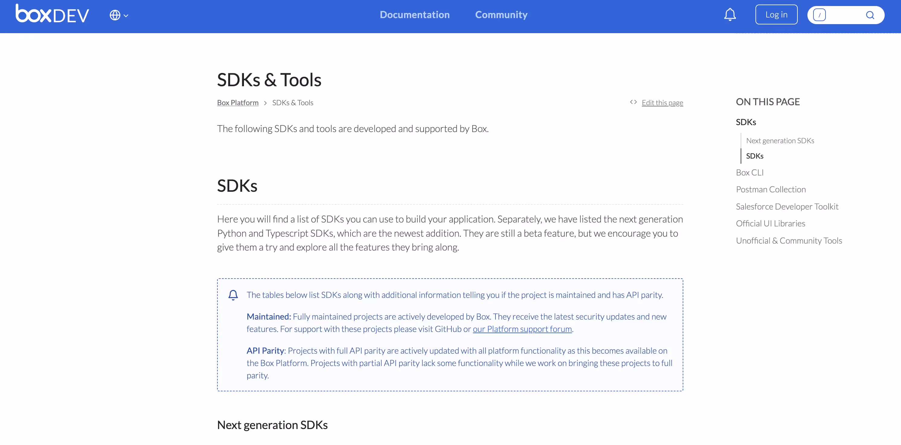 Box SDK home page