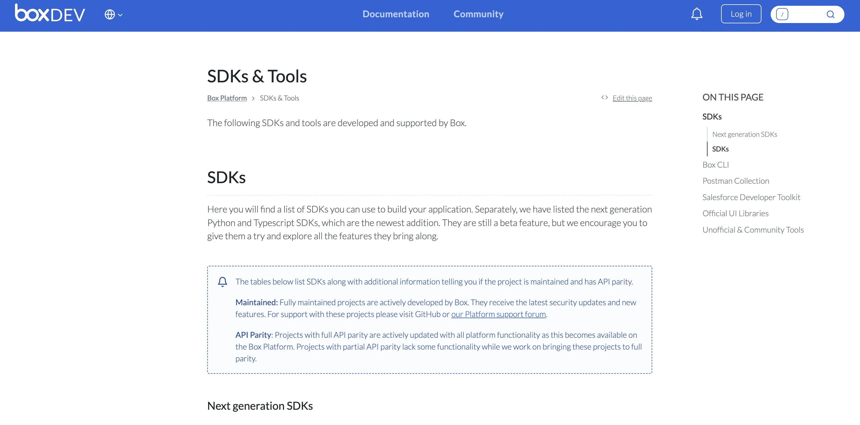 Box SDK home page