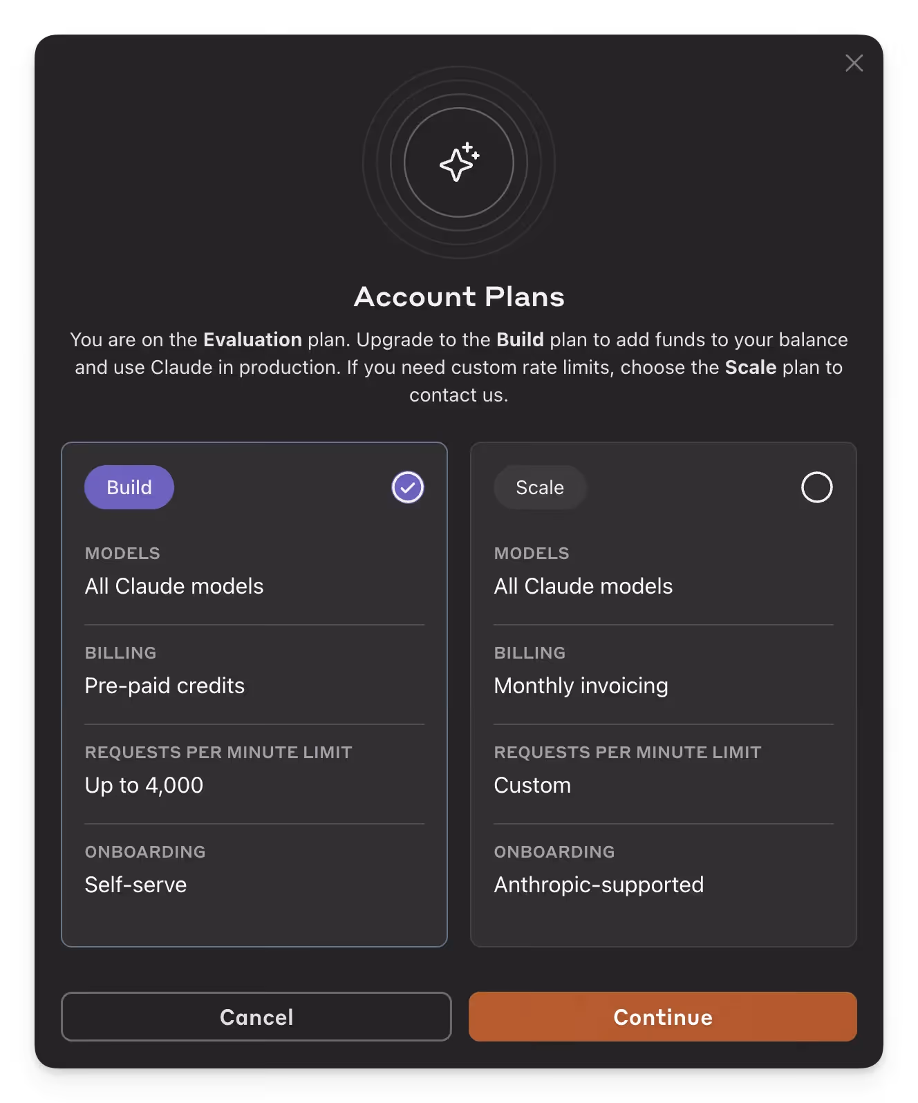 Screenshot of Account Plans in Claude