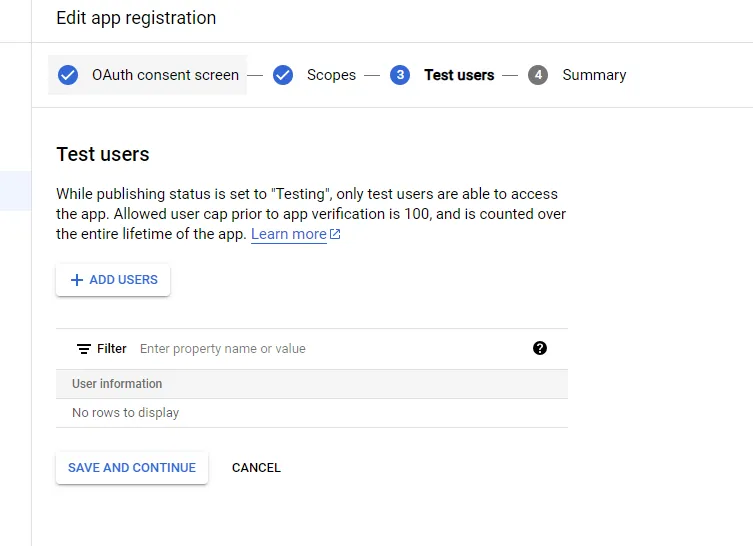 Test users