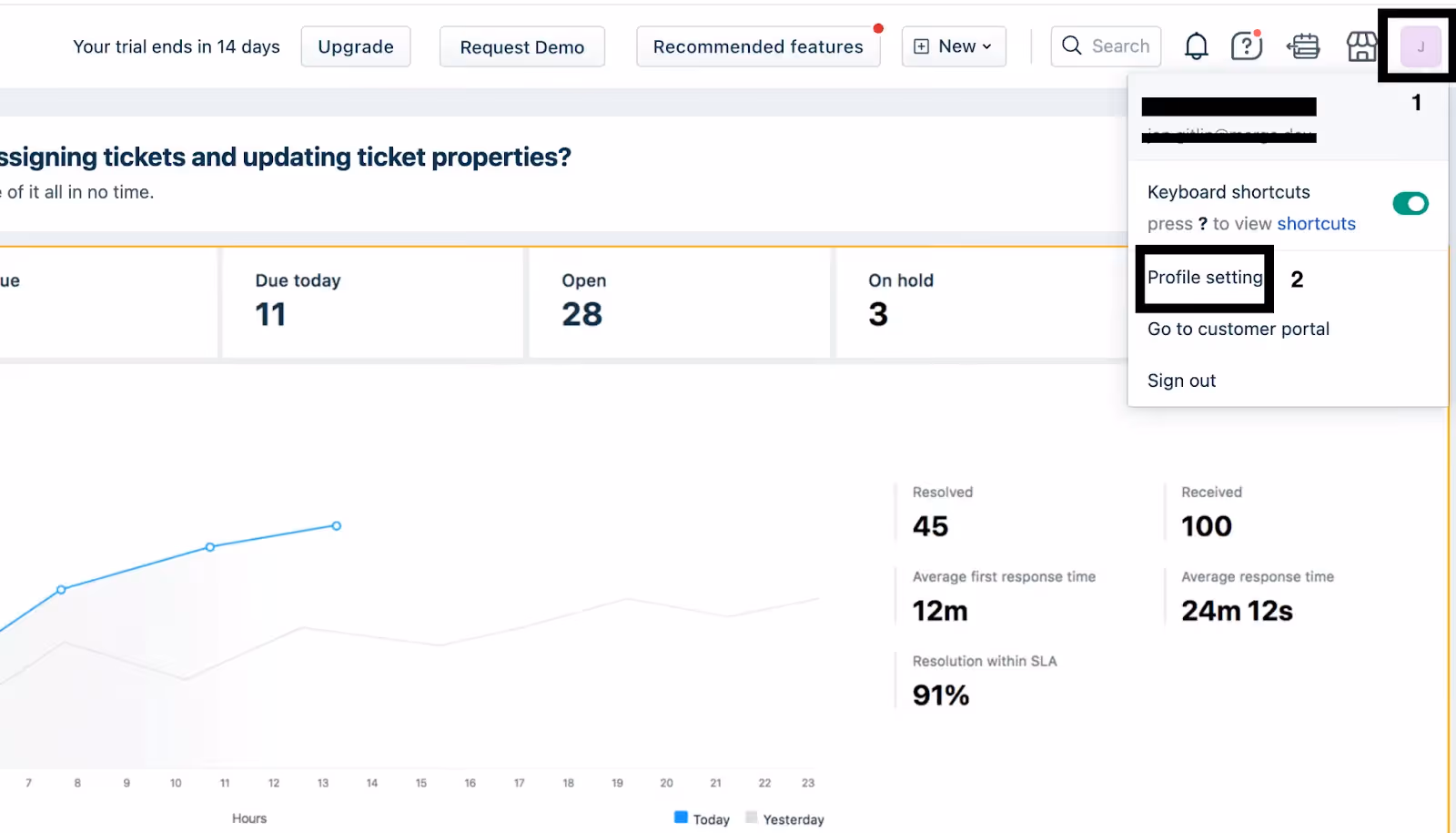 How to navigate to your profile settings in Freshdesk