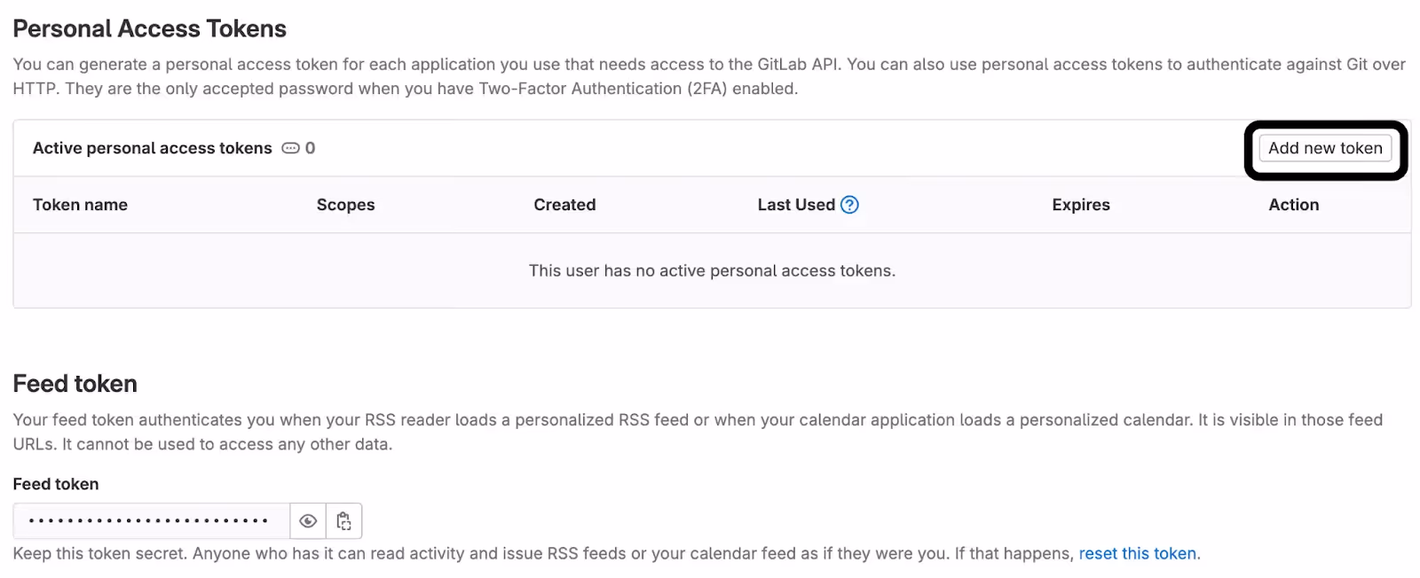 Adding a new token in GitLab