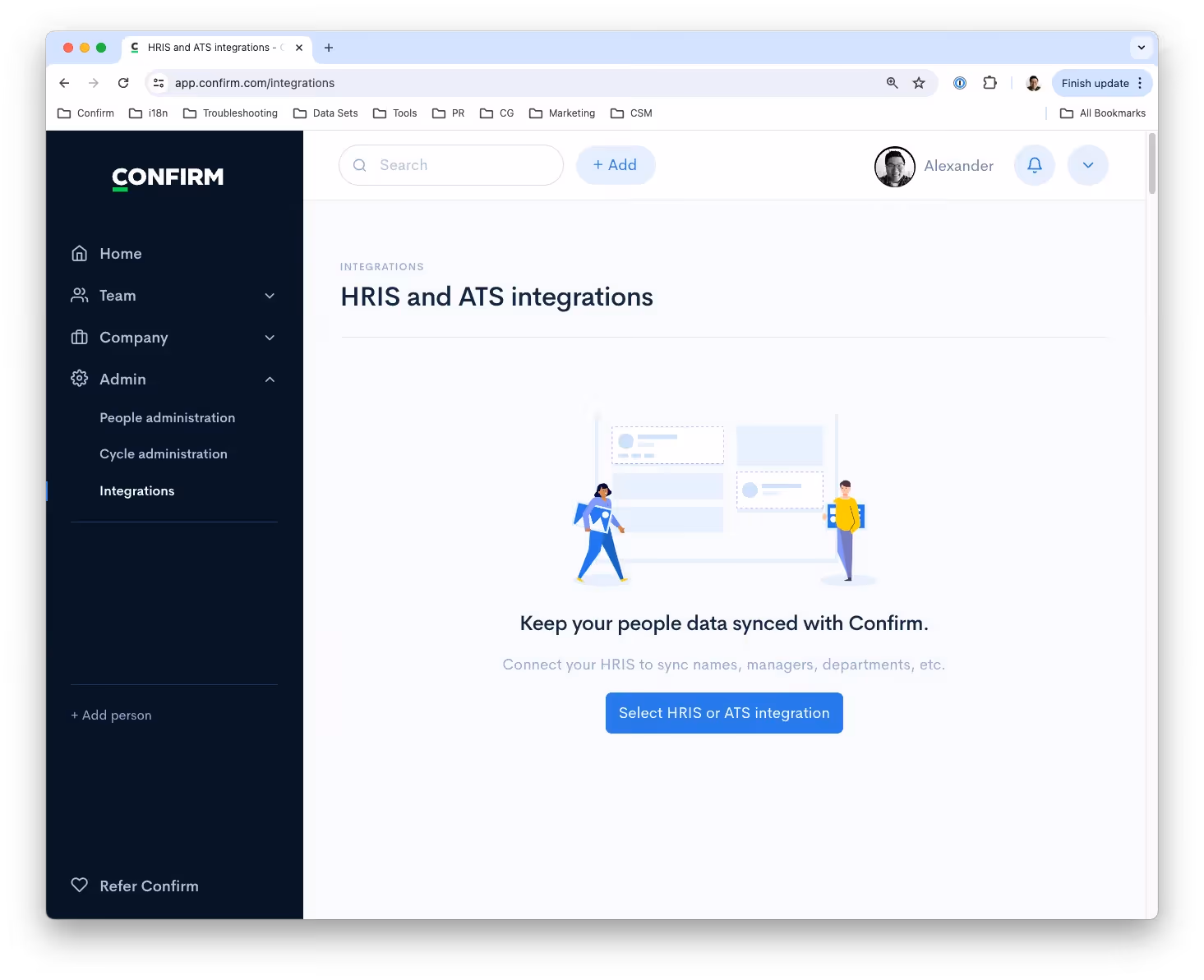 Confirm's integrations page