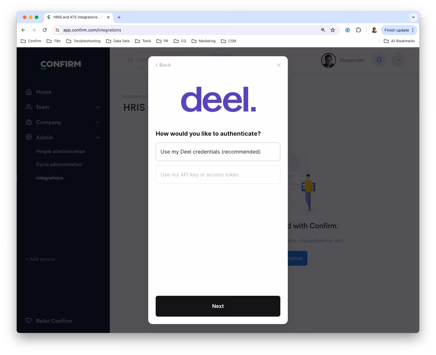Authenticating with Deel