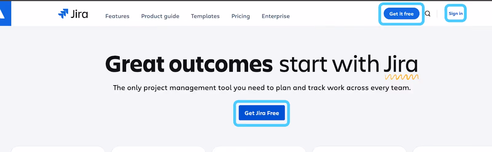 Jira homepage